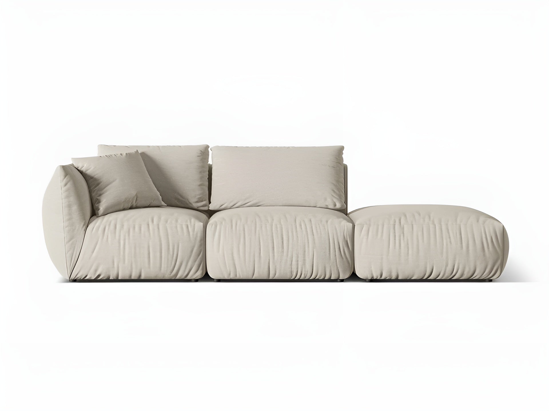 Right-facing 3-seater modular sofa CHRIS cream chenille