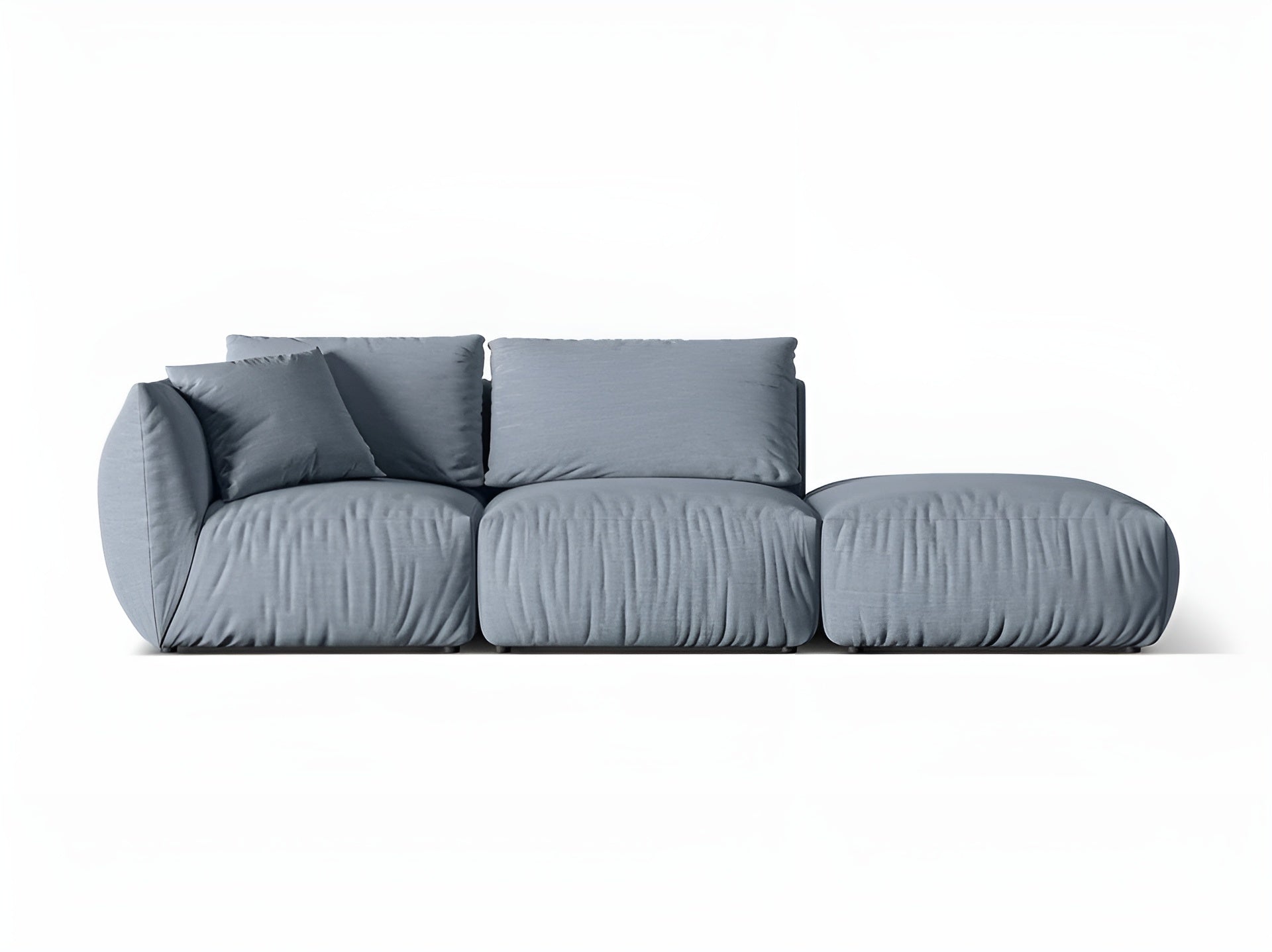 Right-facing 3-seater modular sofa CHRIS light blue chenille