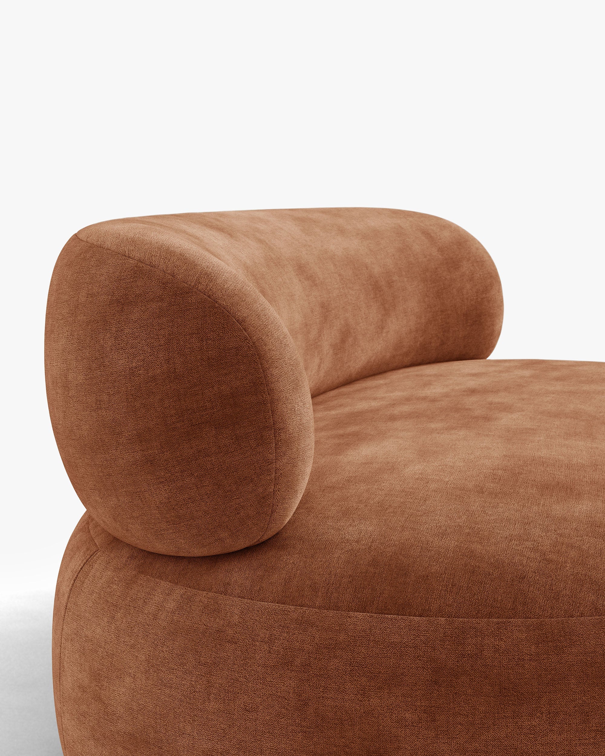 AURA Brick Red Chenille 3-Seater Sofa