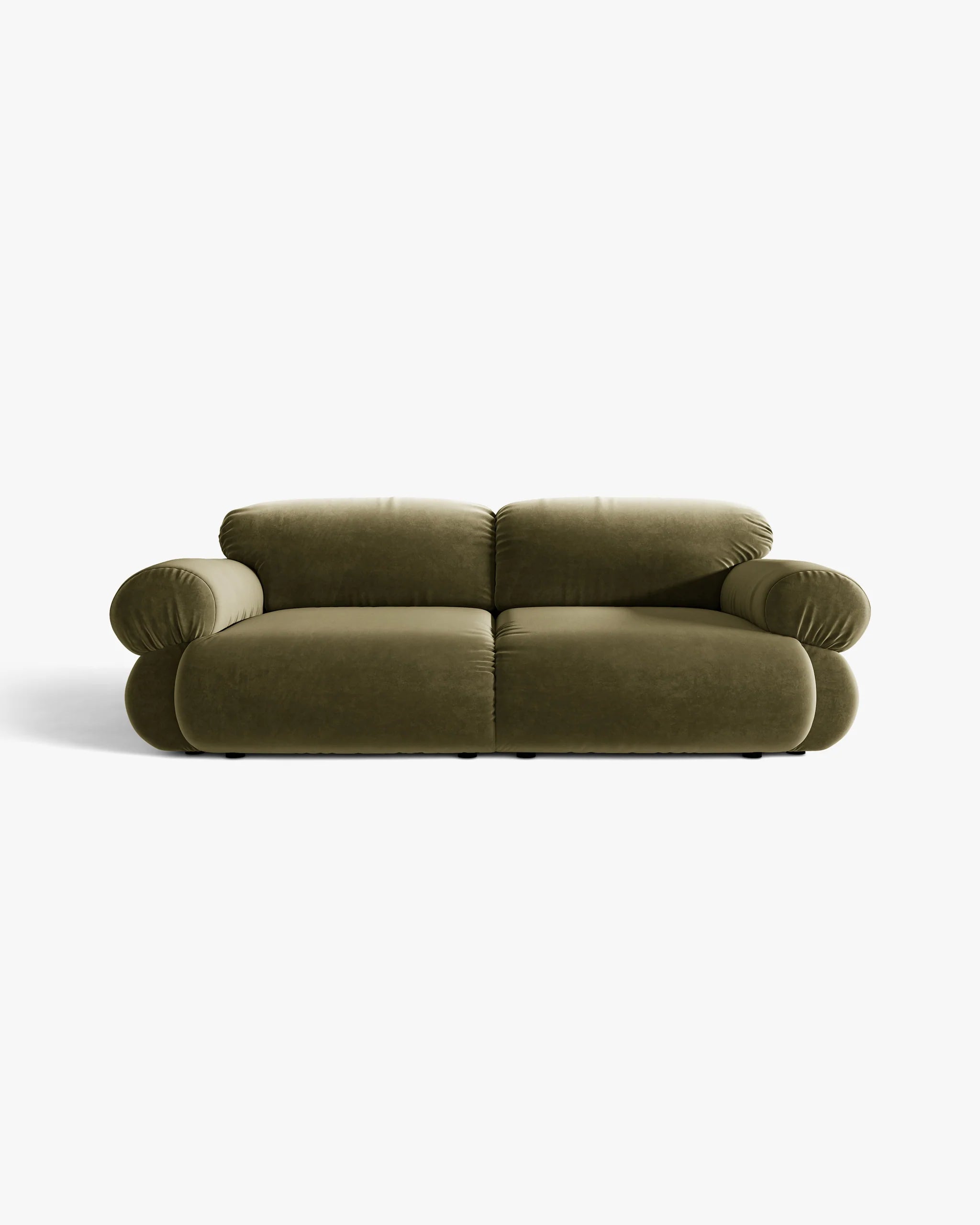 3-Seater Velvet Sofa OPHELIA in Olive Green