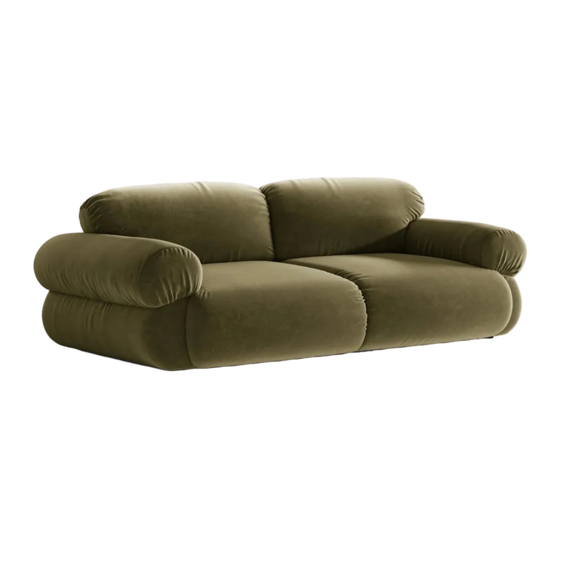 3-Seater Velvet Sofa OPHELIA in Olive Green
