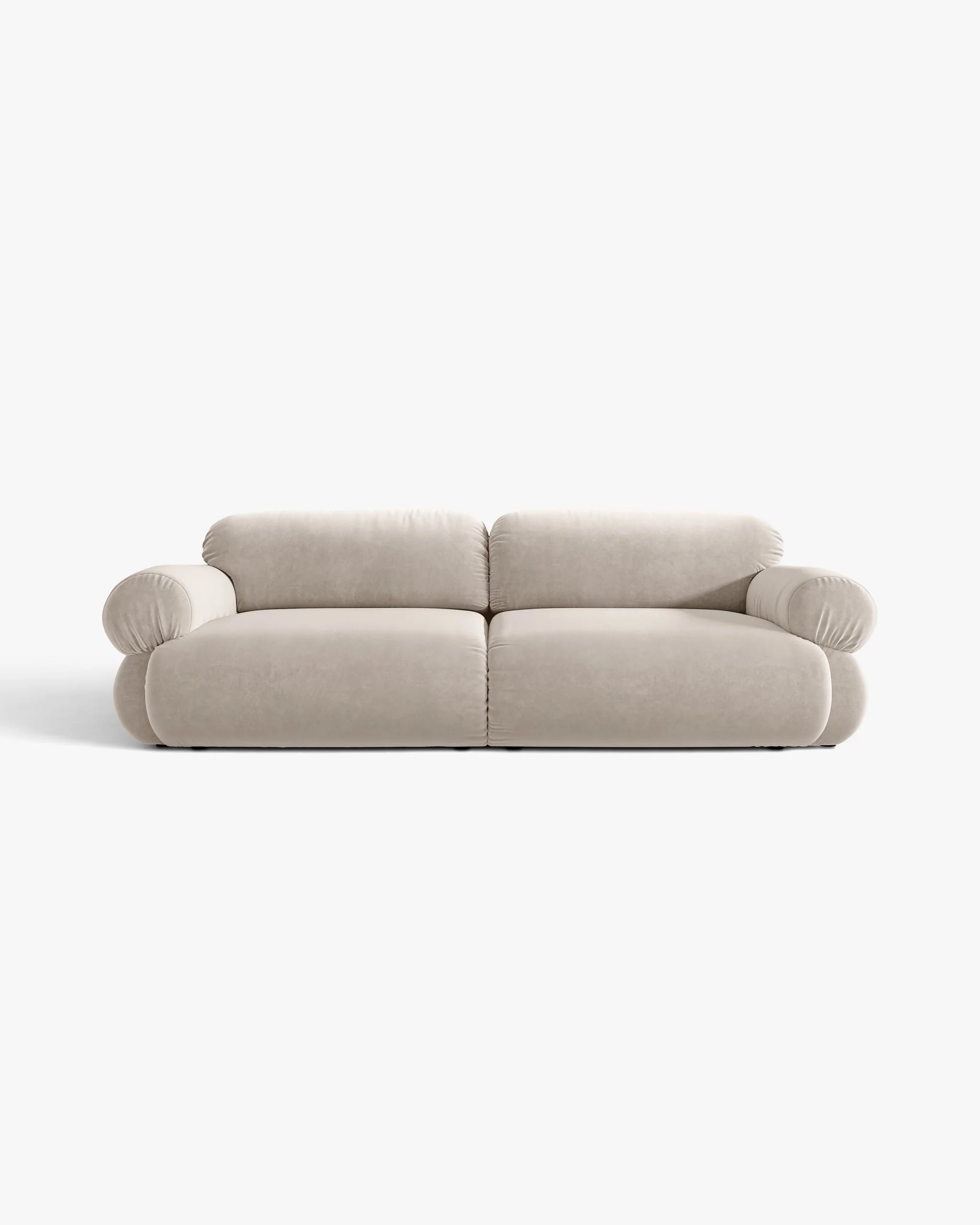Beige Velvet Sofa for Four - OPHELIA