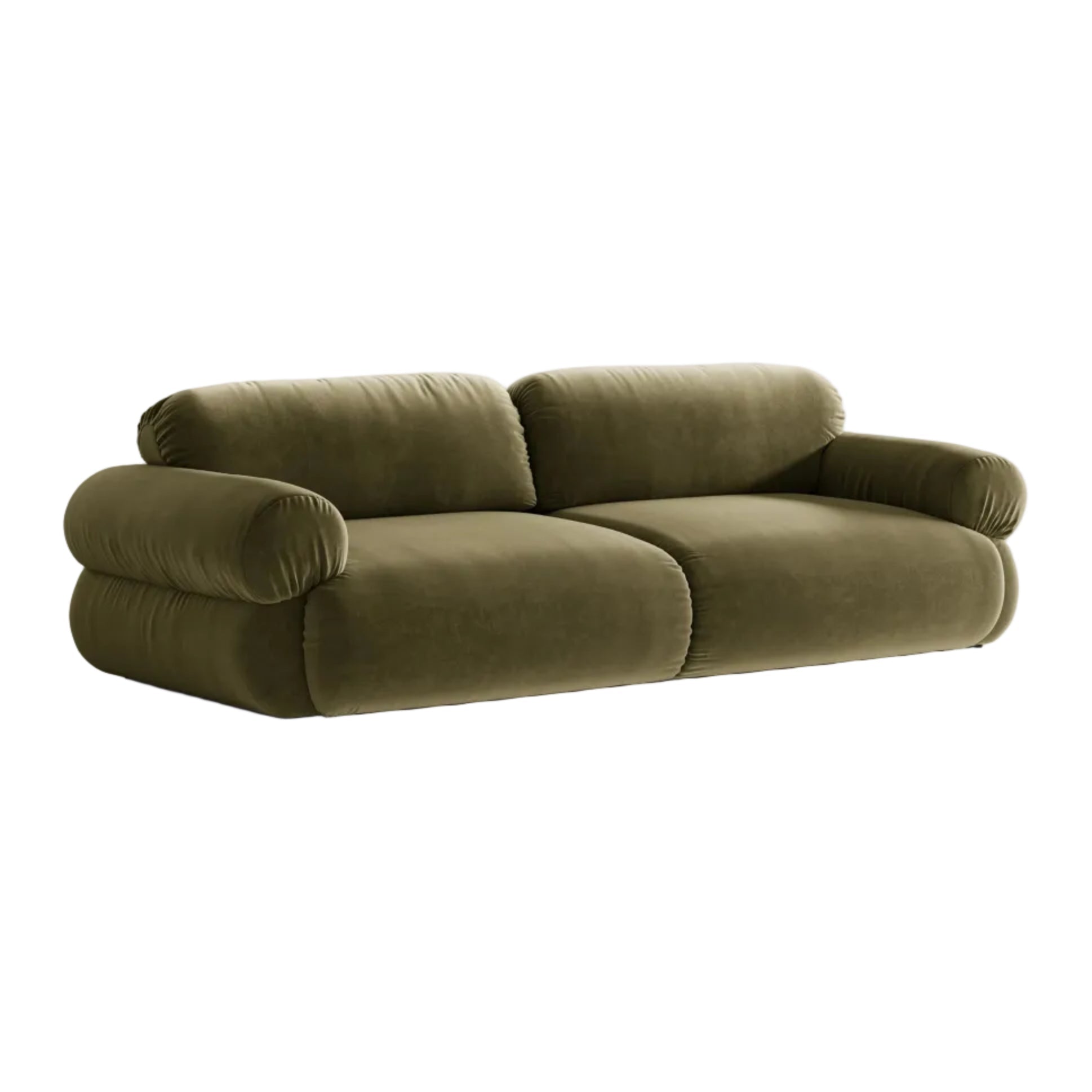 Ophelia Olive Velvet Sofa for 4 People
