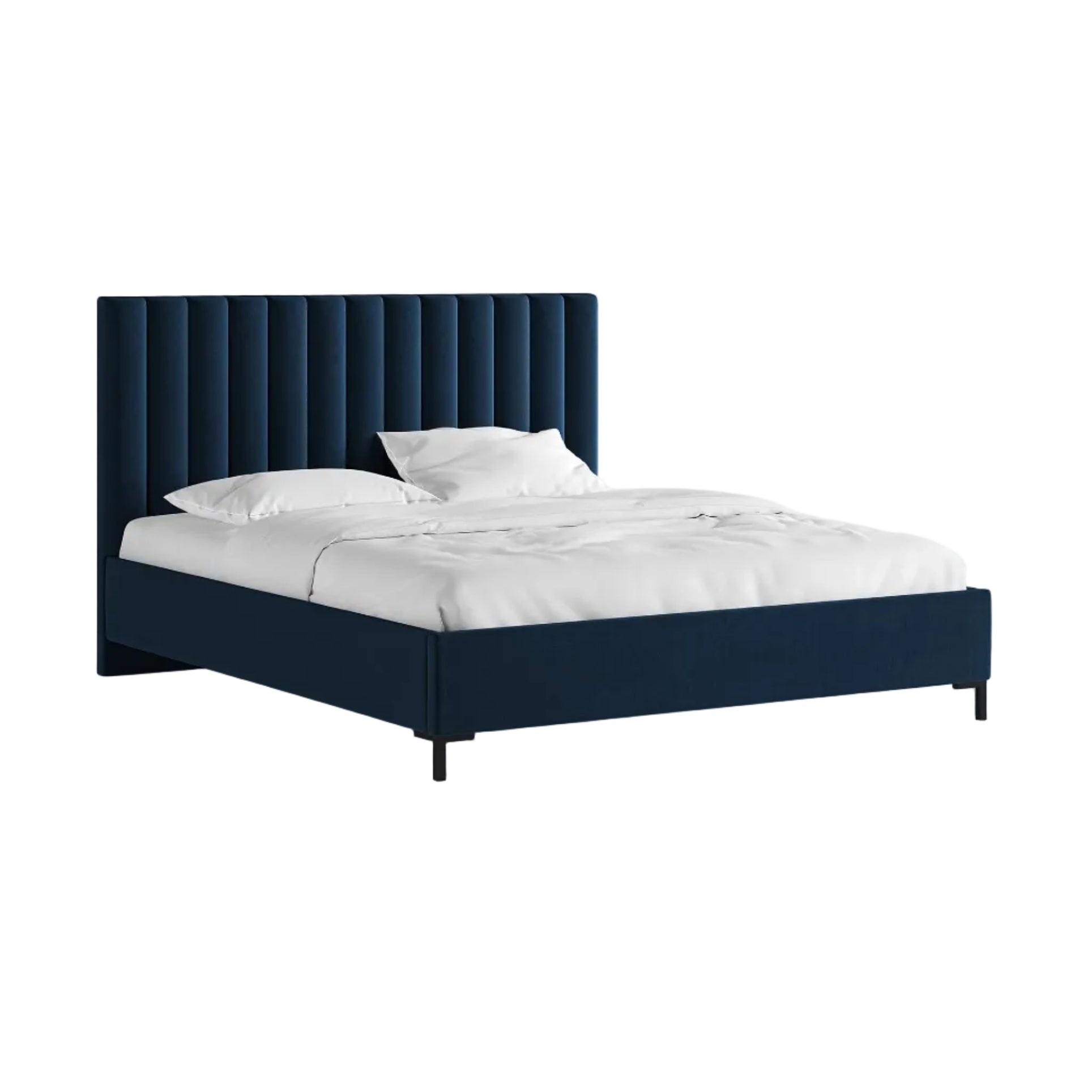 Velvet bed with storage for bedding ALLISON royal blue
