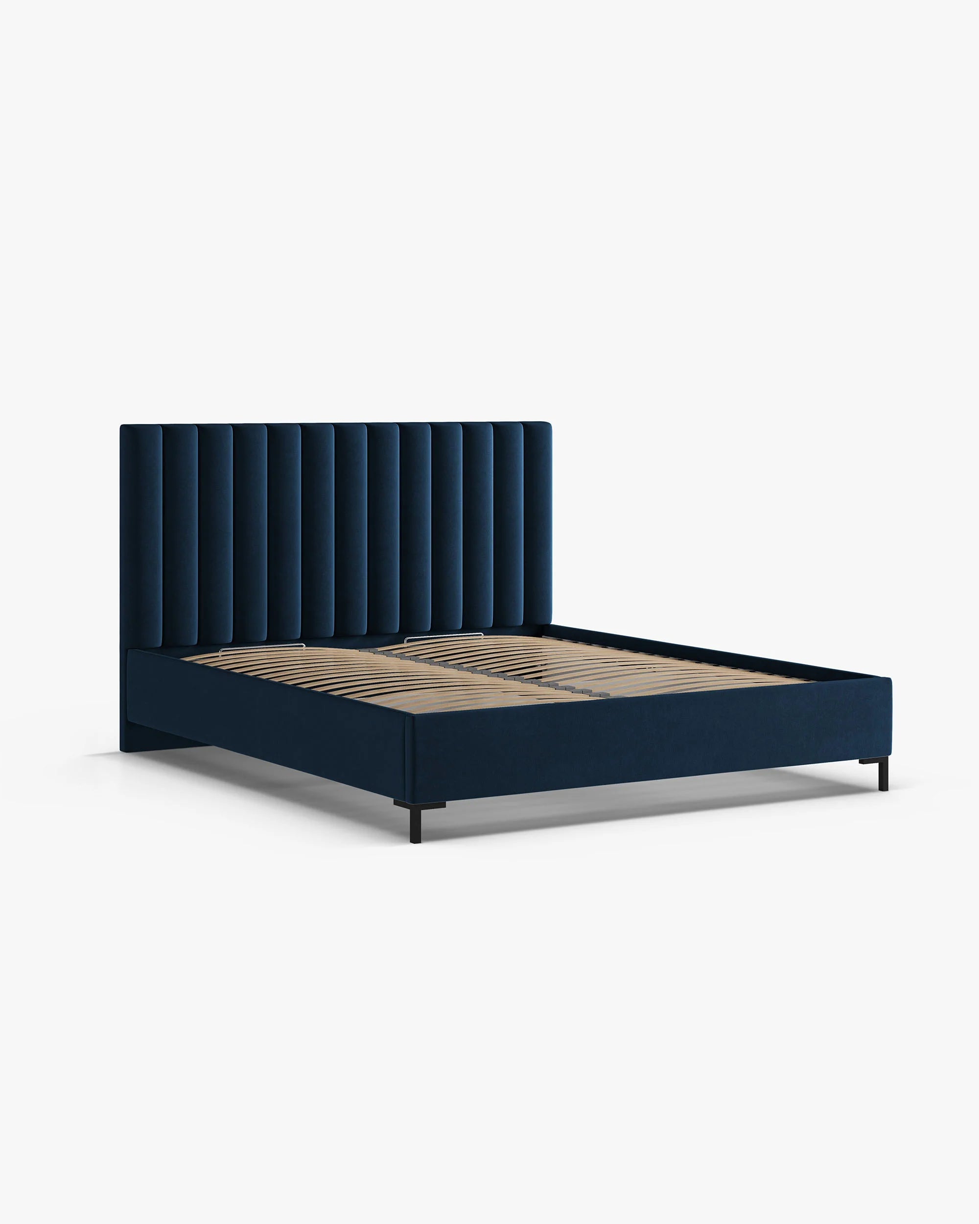 Velvet bed with storage for bedding ALLISON royal blue