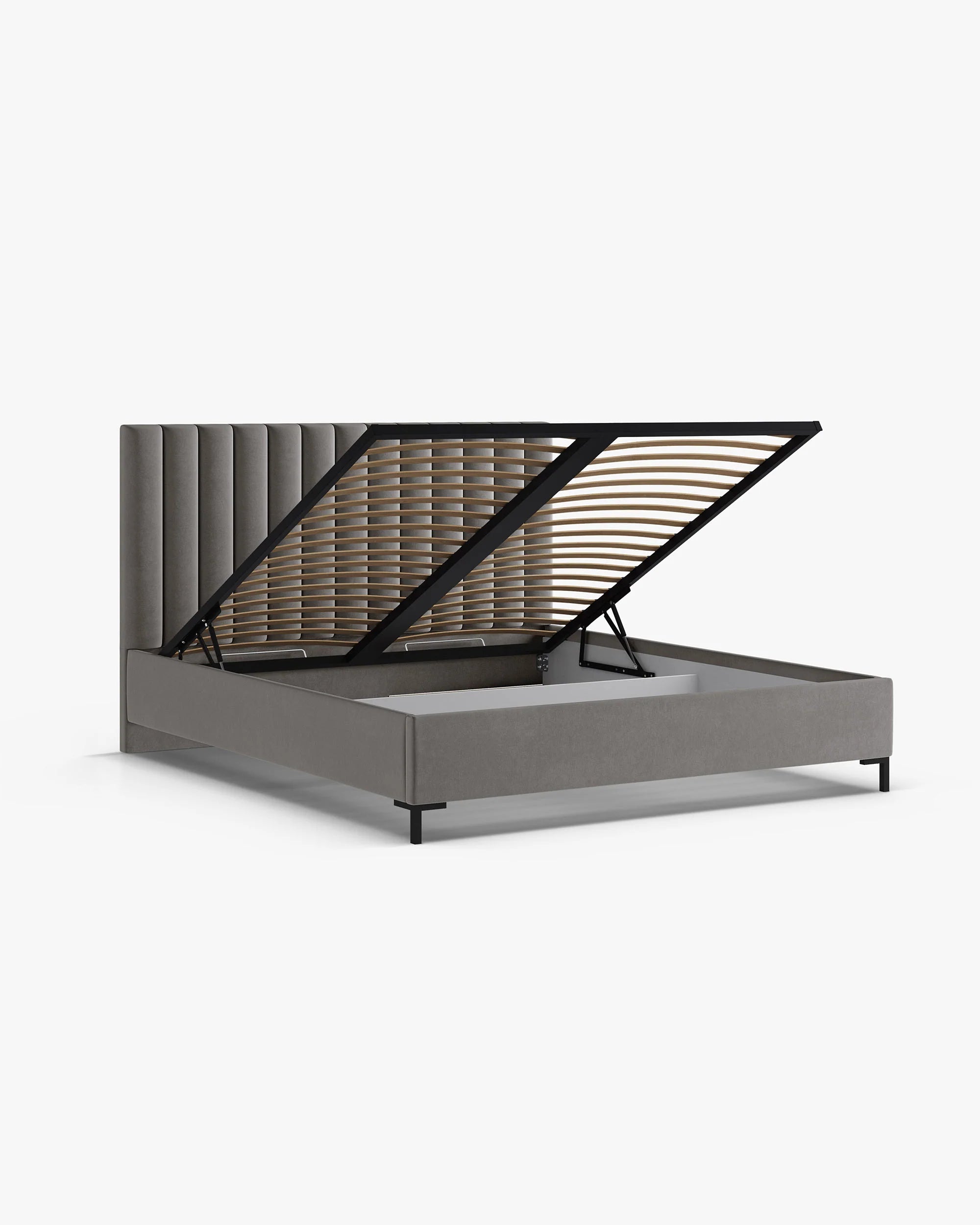 Velvet bed with storage container ALLISON gray