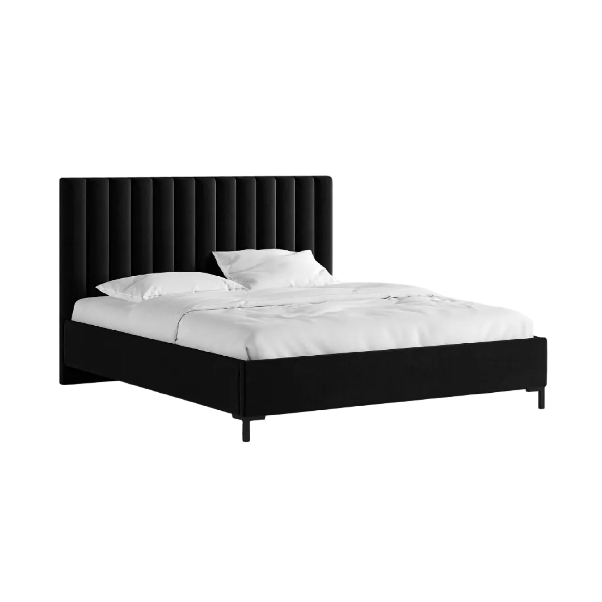 Velvet bed with storage for bedding ALLISON black