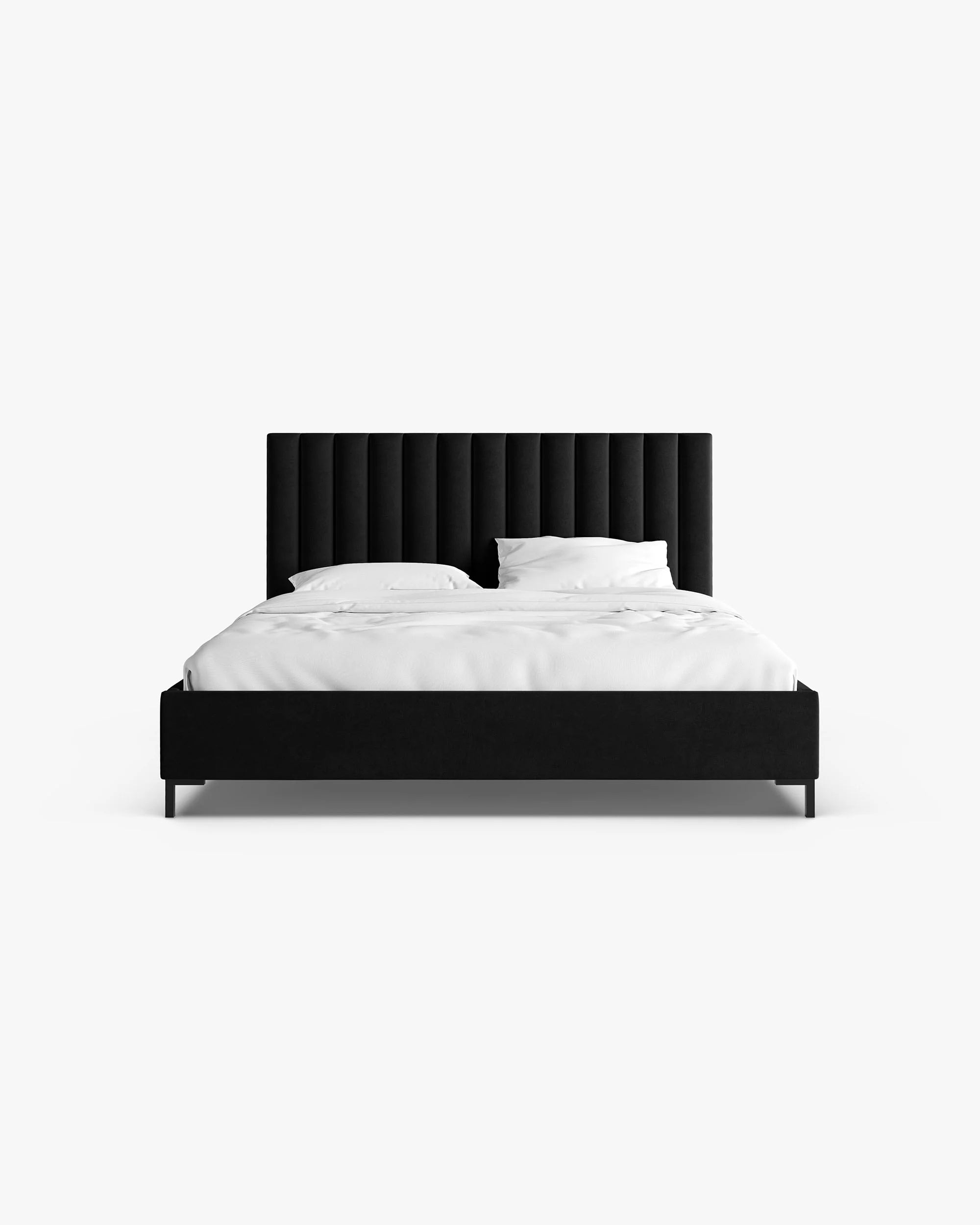 Velvet bed with storage for bedding ALLISON black
