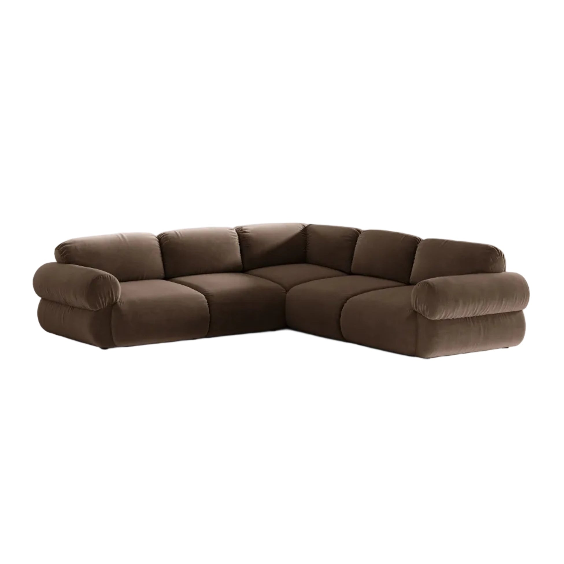 Symmetrical Velvet Corner Sofa OPHELIA in Chocolate