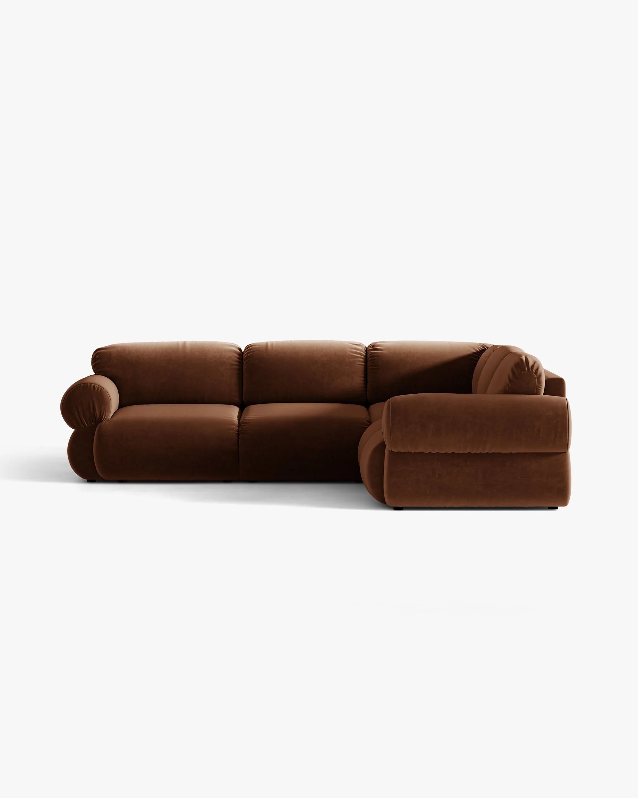 Symmetrical Velvet Corner Sofa OPHELIA in Brown