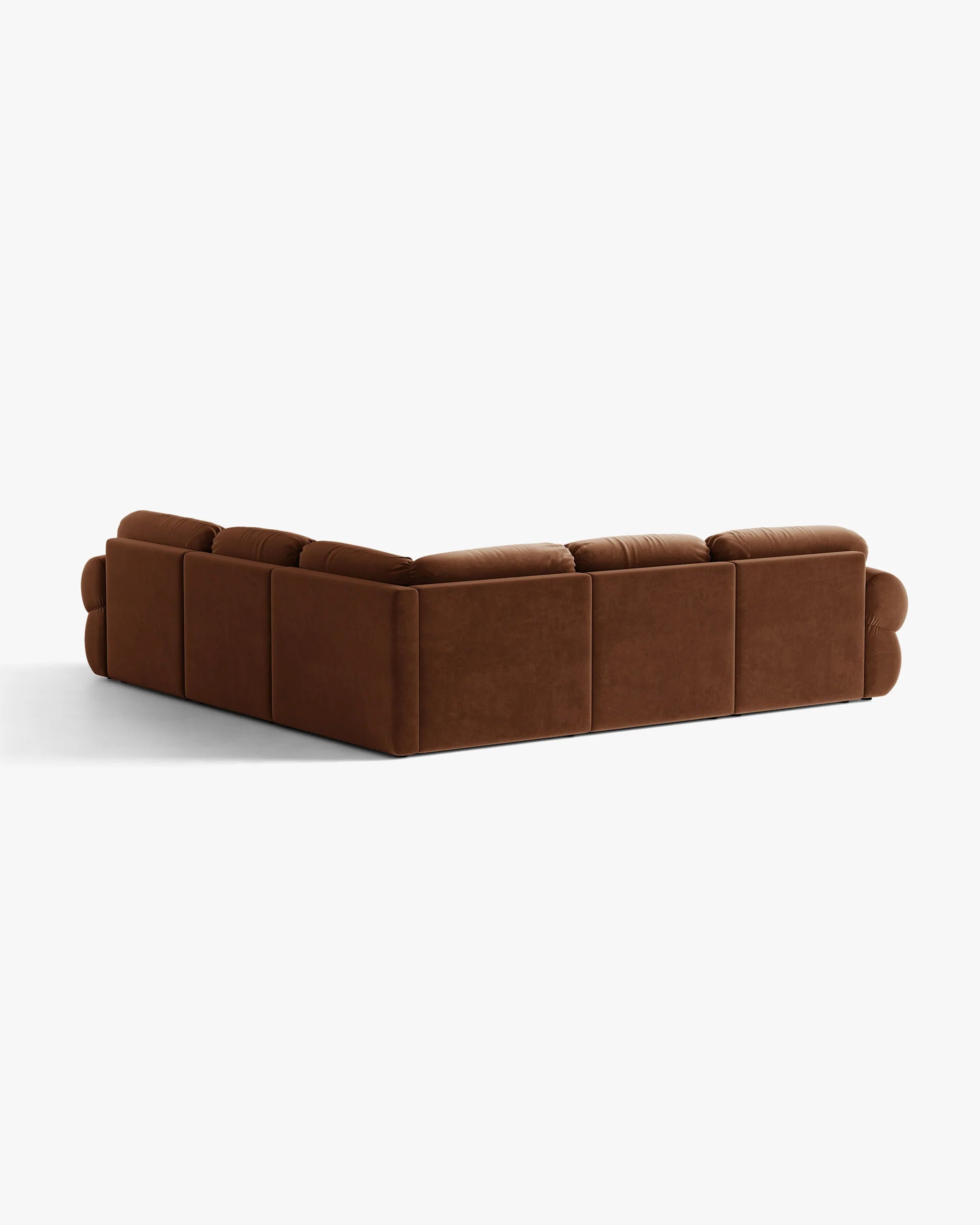 Symmetrical Velvet Corner Sofa OPHELIA in Brown