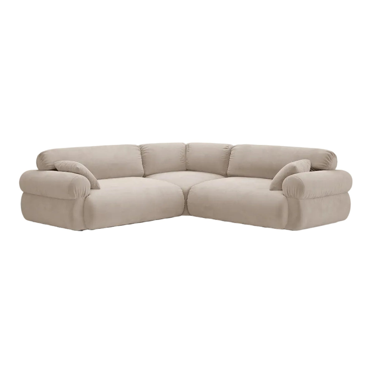Symmetrical Velvet Corner Sofa OPHELIA Beige