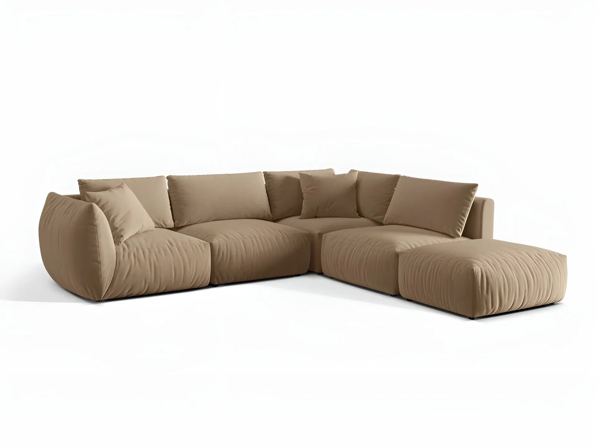 CHRIS Sand Right-Handed Velvet Modular Sofa for 4 People