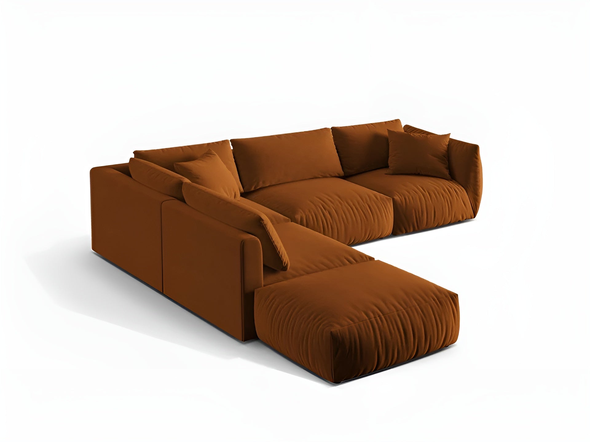 Velvet modular corner sofa for 4 people, left-sided CHRIS terracotta