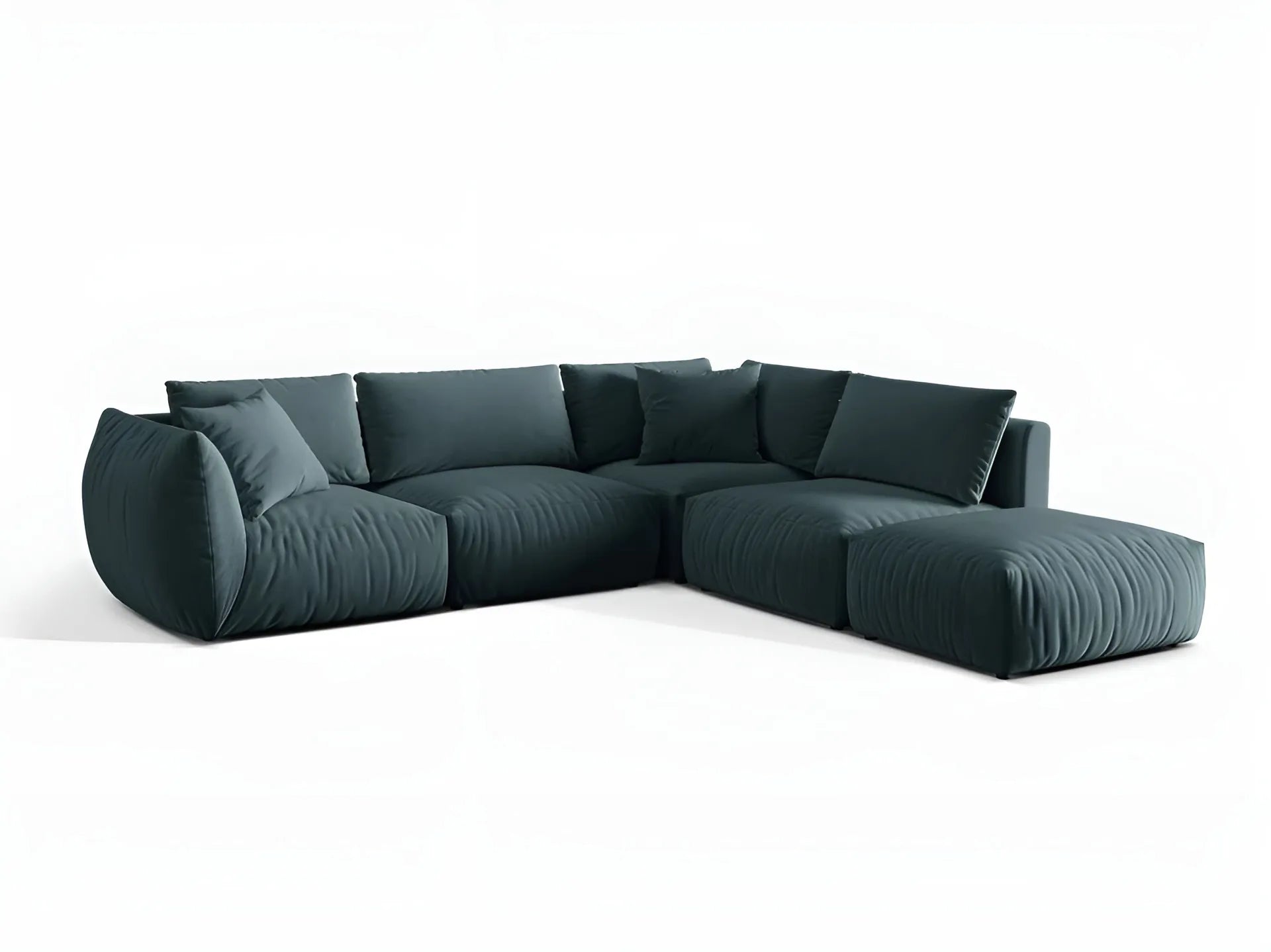 Velvet modular corner sofa for 4 people right-facing CHRIS light blue