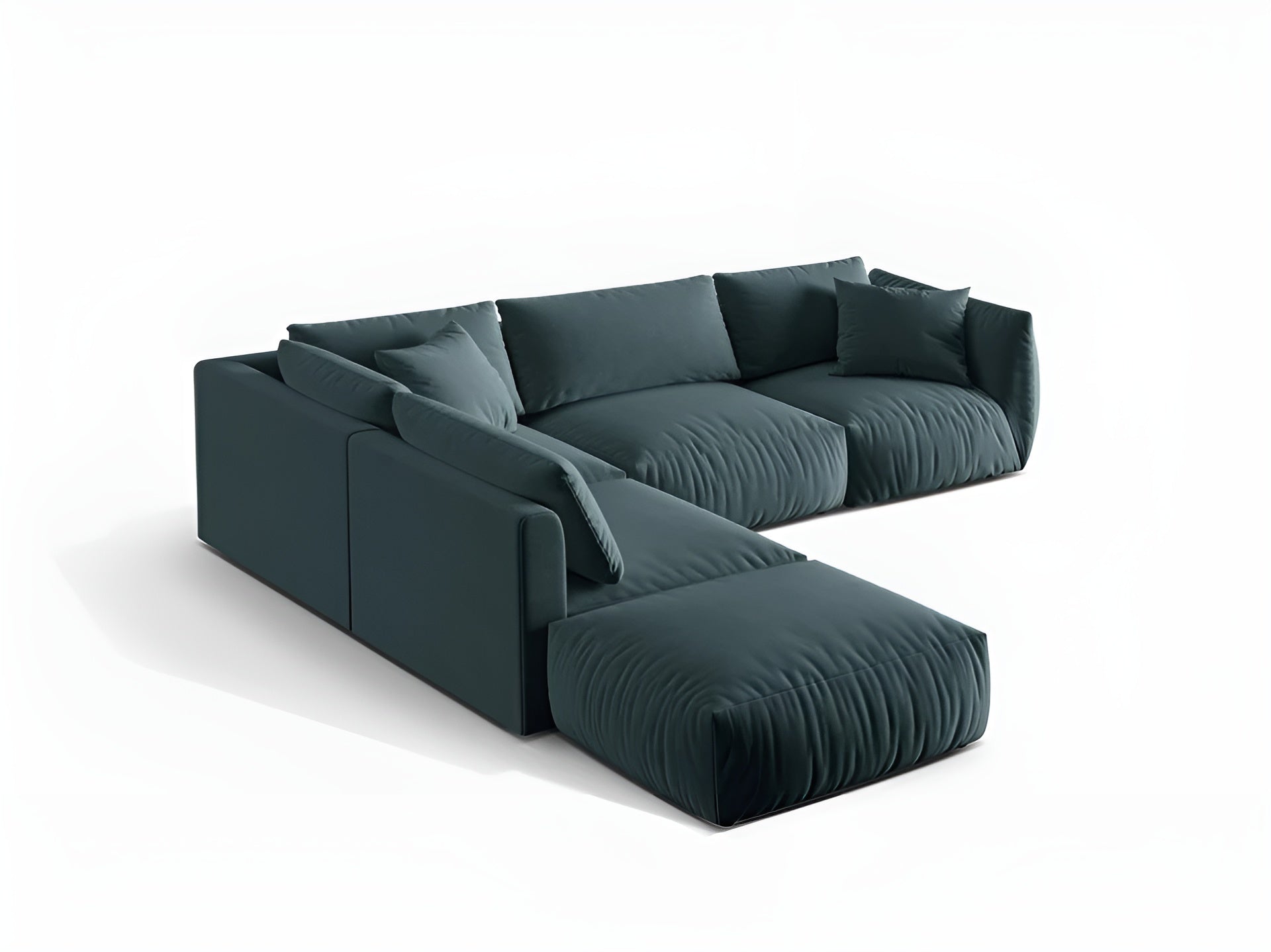 Velvet modular corner sofa for 4 people, left-sided, CHRIS in light blue