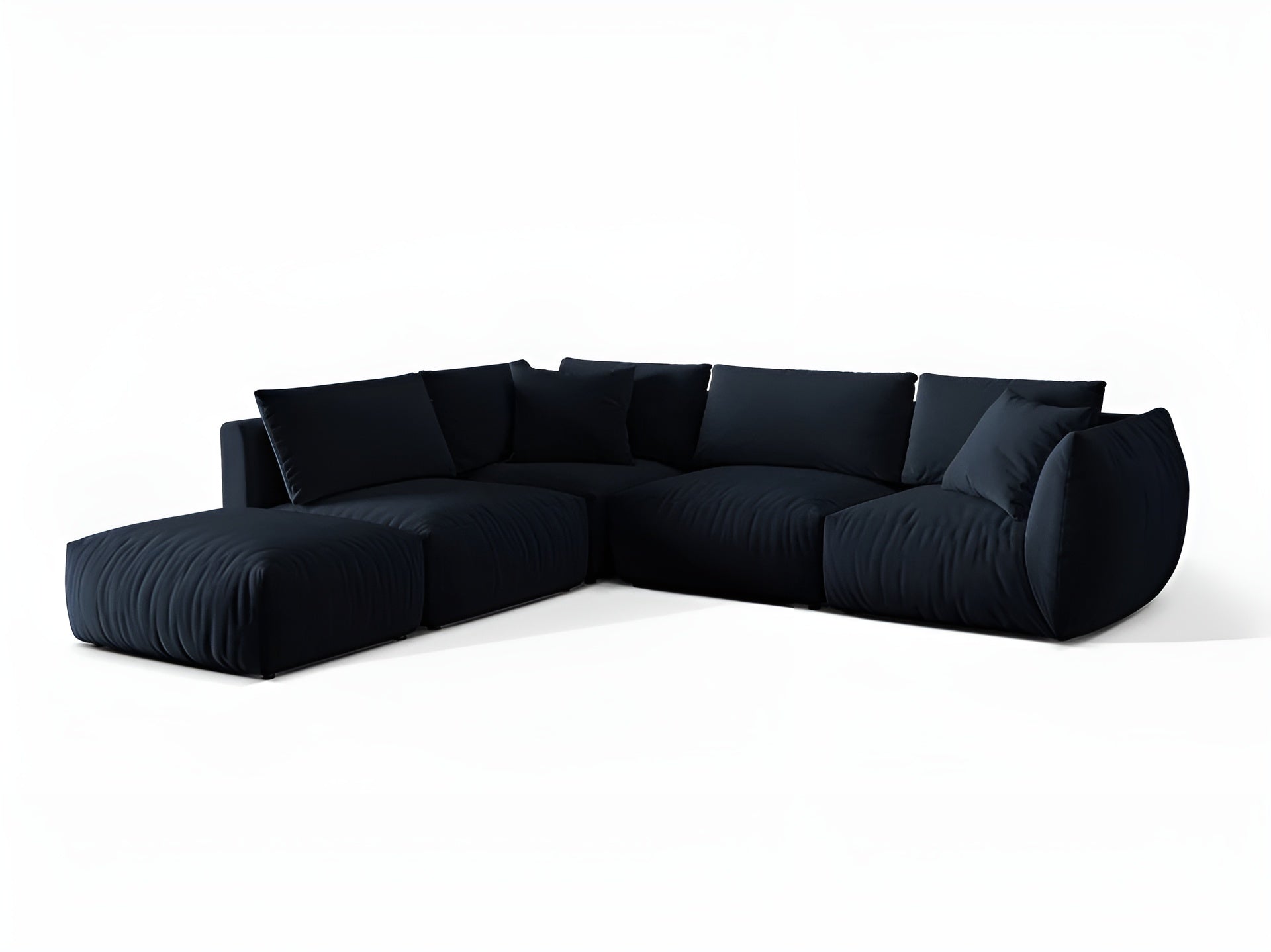 Modular velvet corner sofa for 4 people, left-sided, CHRIS, royal blue