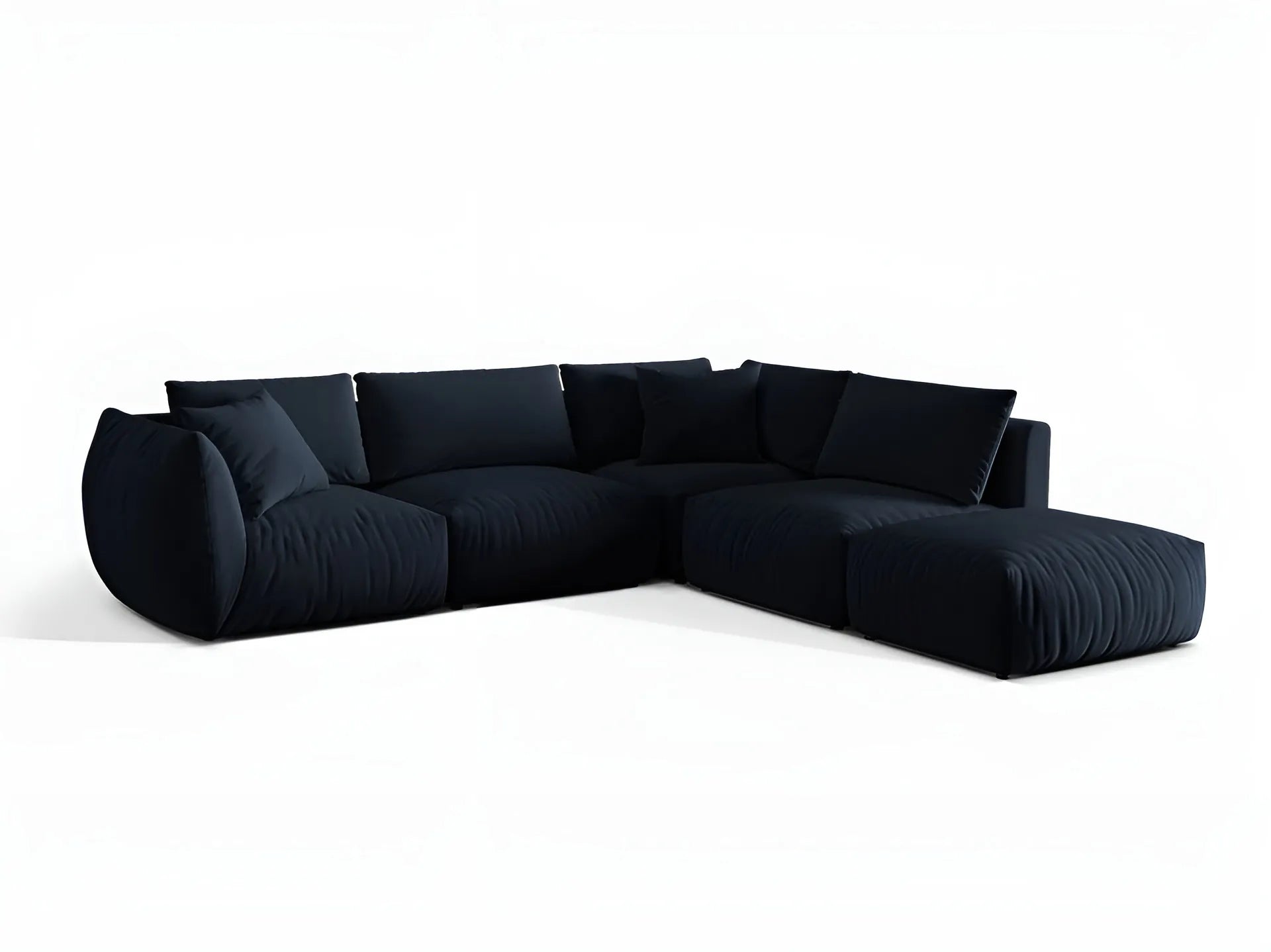 Modular velvet corner sofa for 4 people right-facing CHRIS royal blue