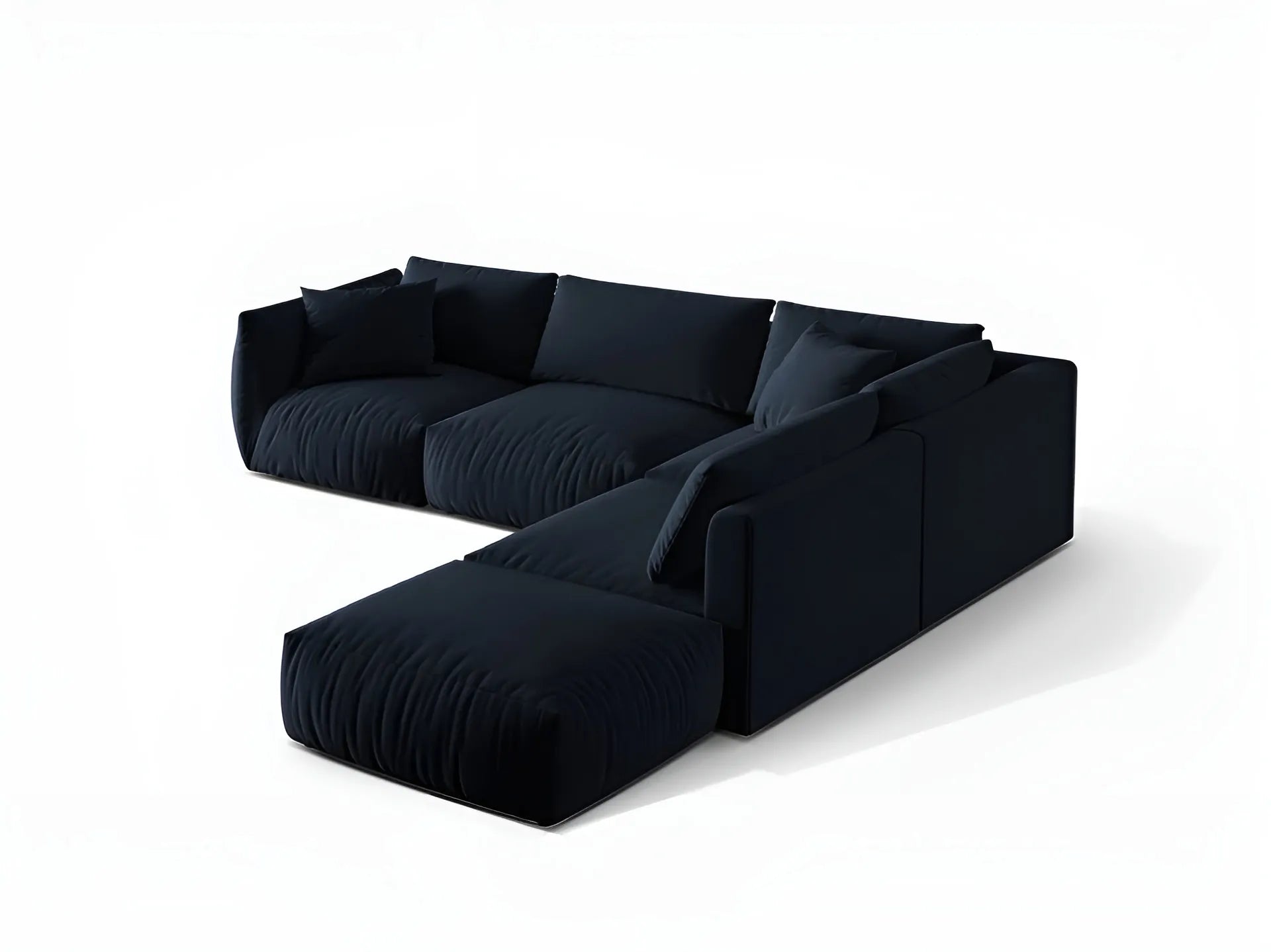Modular velvet corner sofa for 4 people right-facing CHRIS royal blue