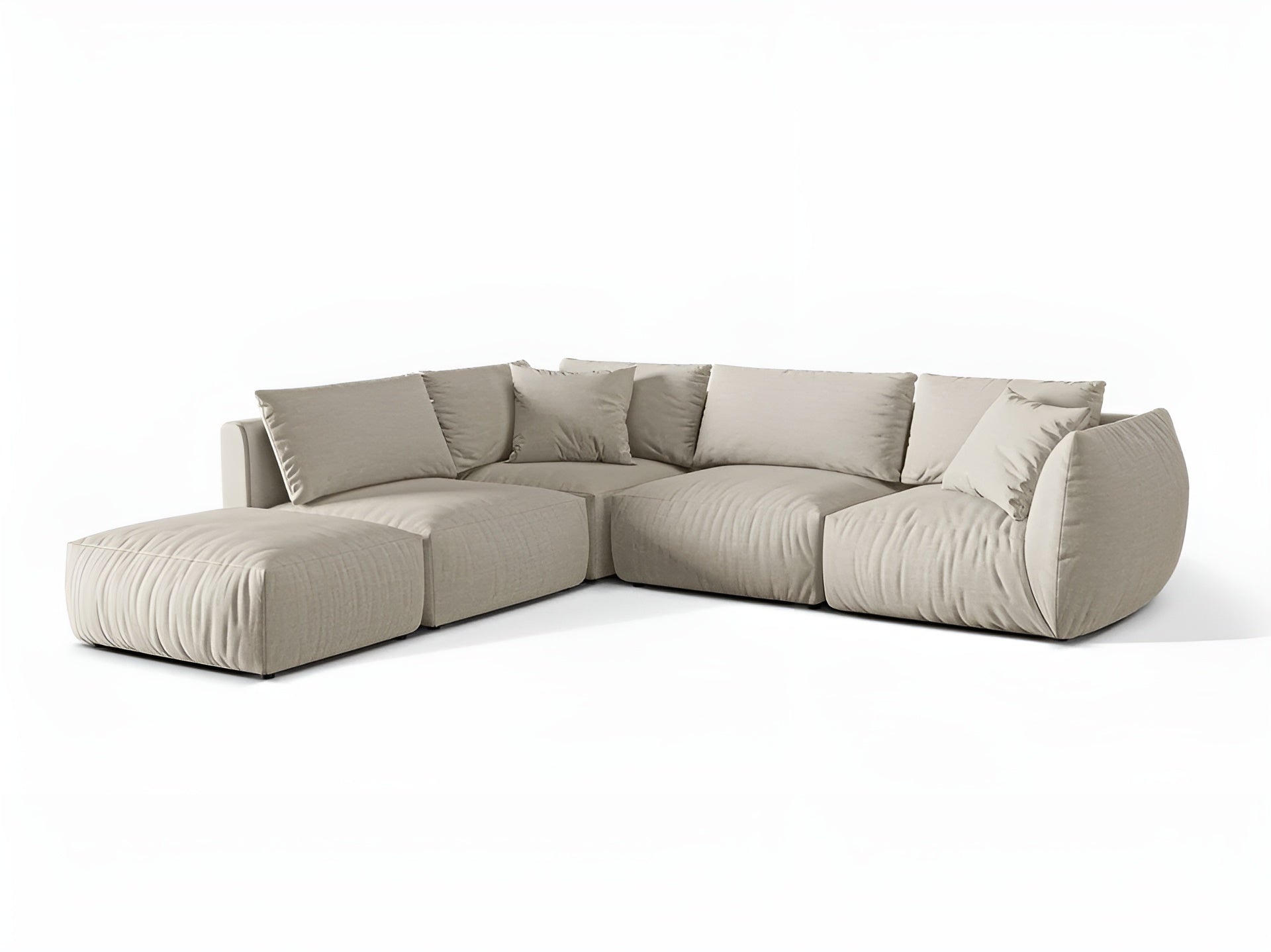 Left-facing modular corner sofa for 4 people CHRIS cream chenille