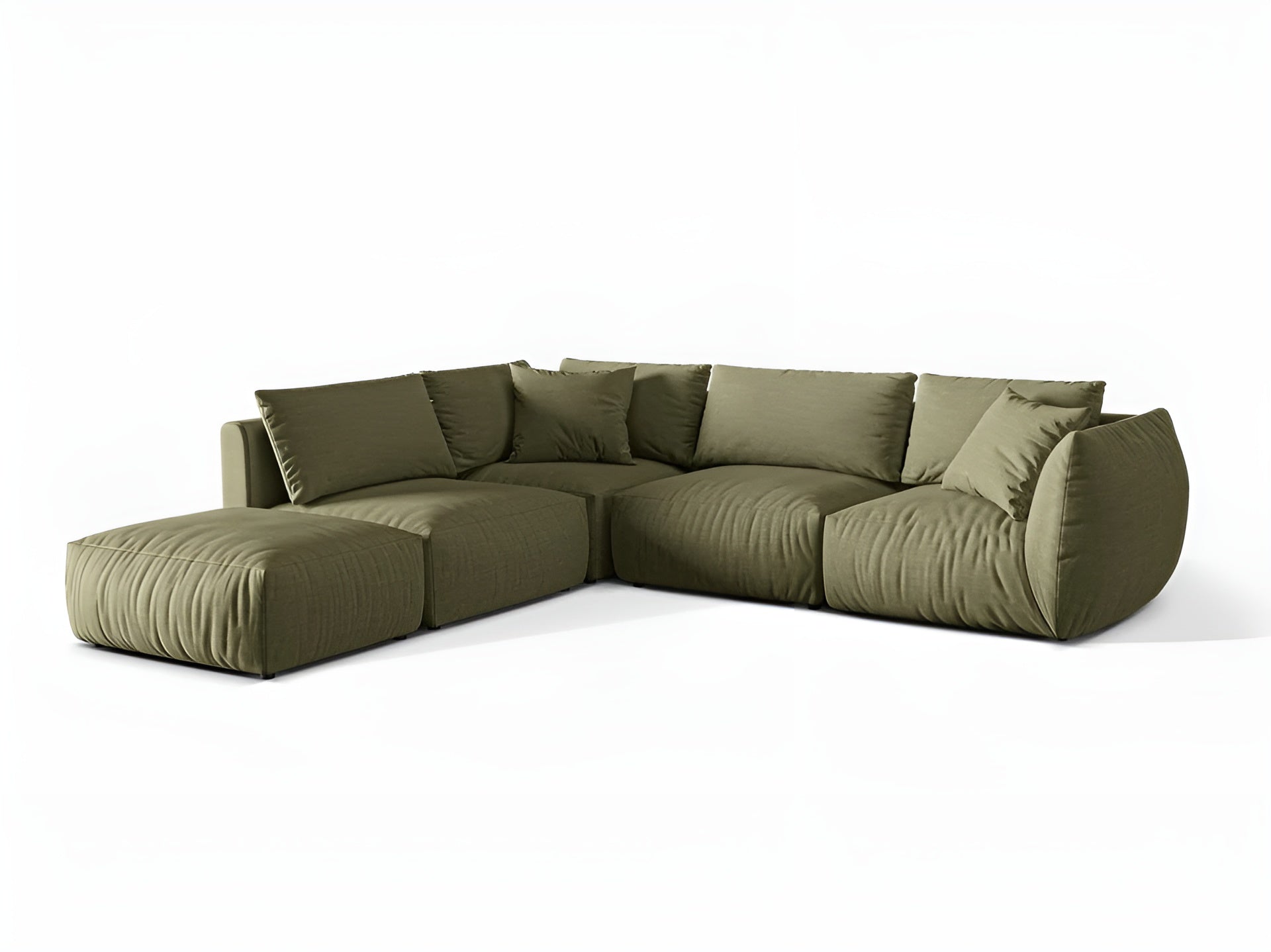 Left-facing modular sofa for 4 people CHRIS green chenille