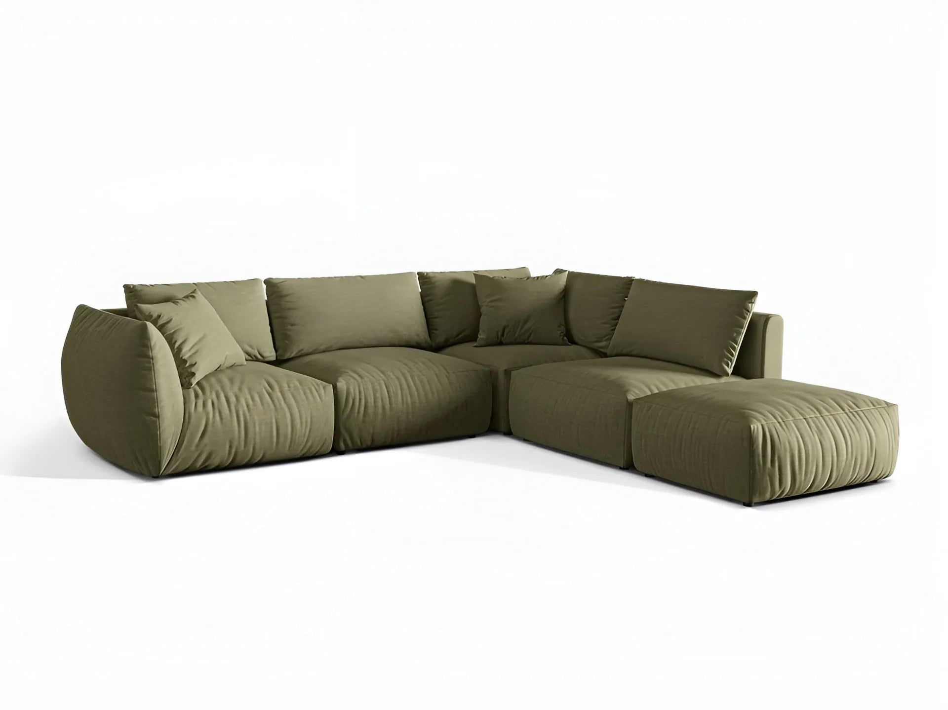 Right-facing modular corner sofa for 4 people CHRIS green chenille