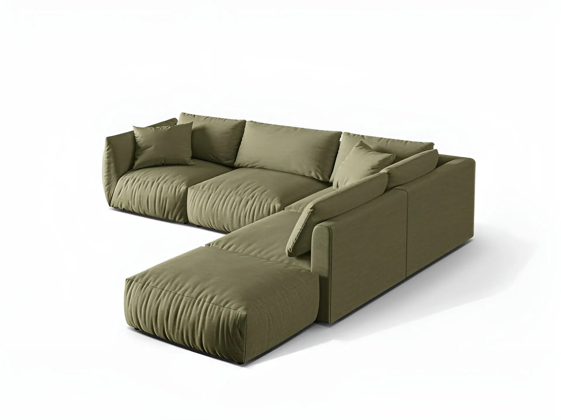 Right-facing modular corner sofa for 4 people CHRIS green chenille