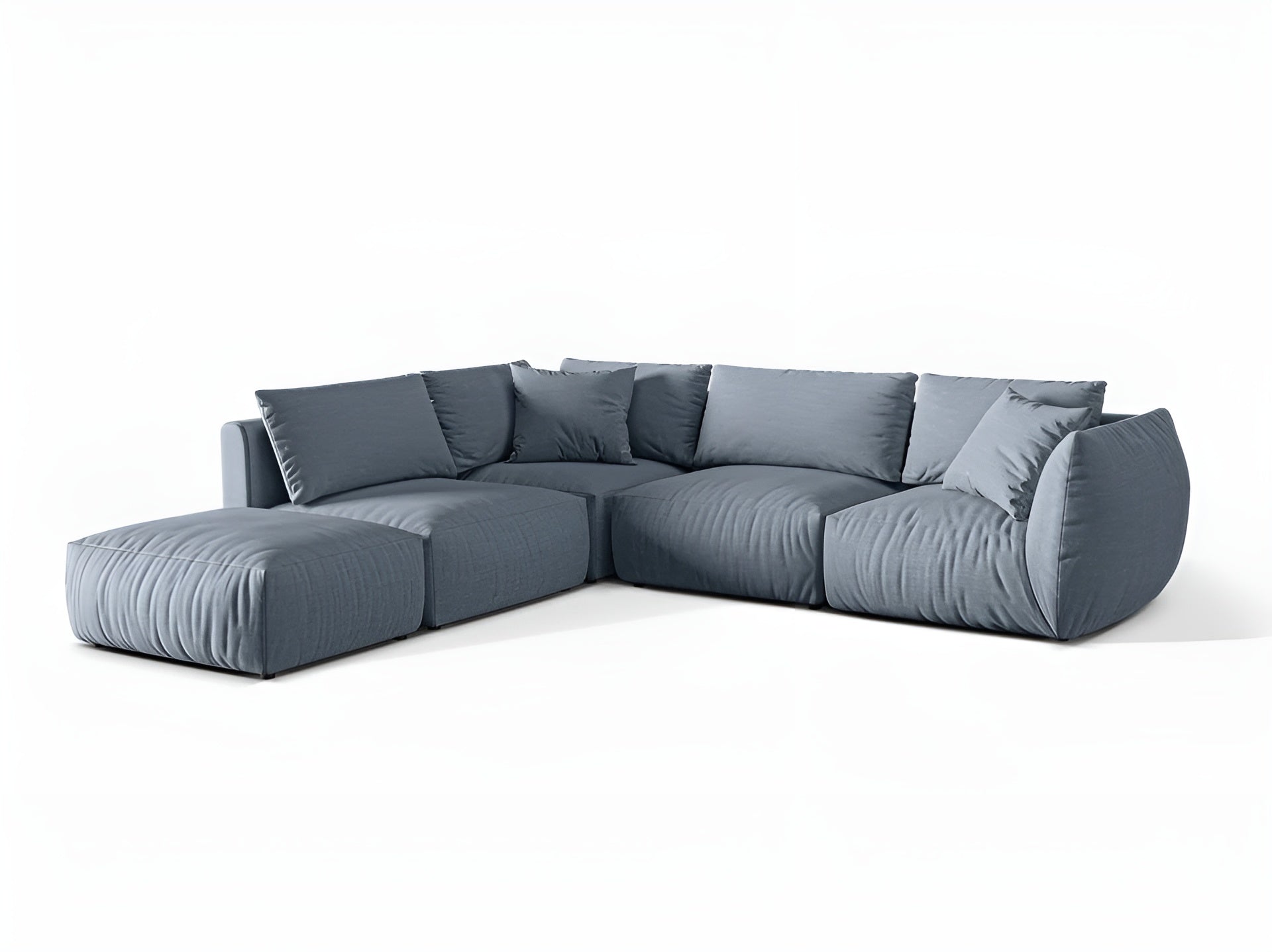 Left-facing modular corner sofa for 4 people CHRIS light blue chenille