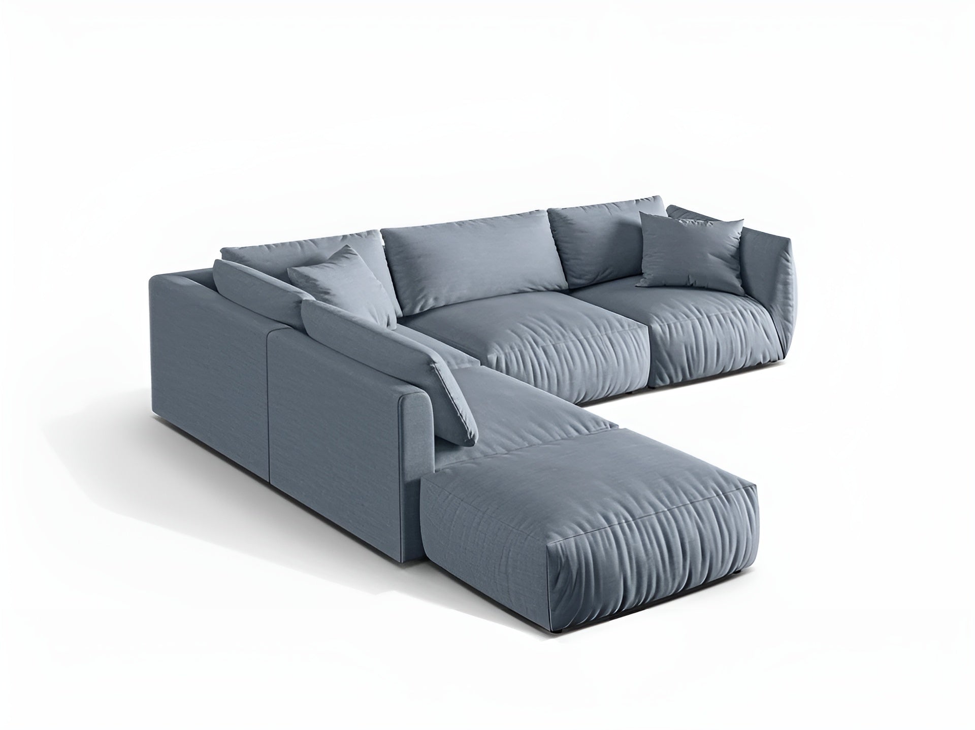 Left-facing modular corner sofa for 4 people CHRIS light blue chenille
