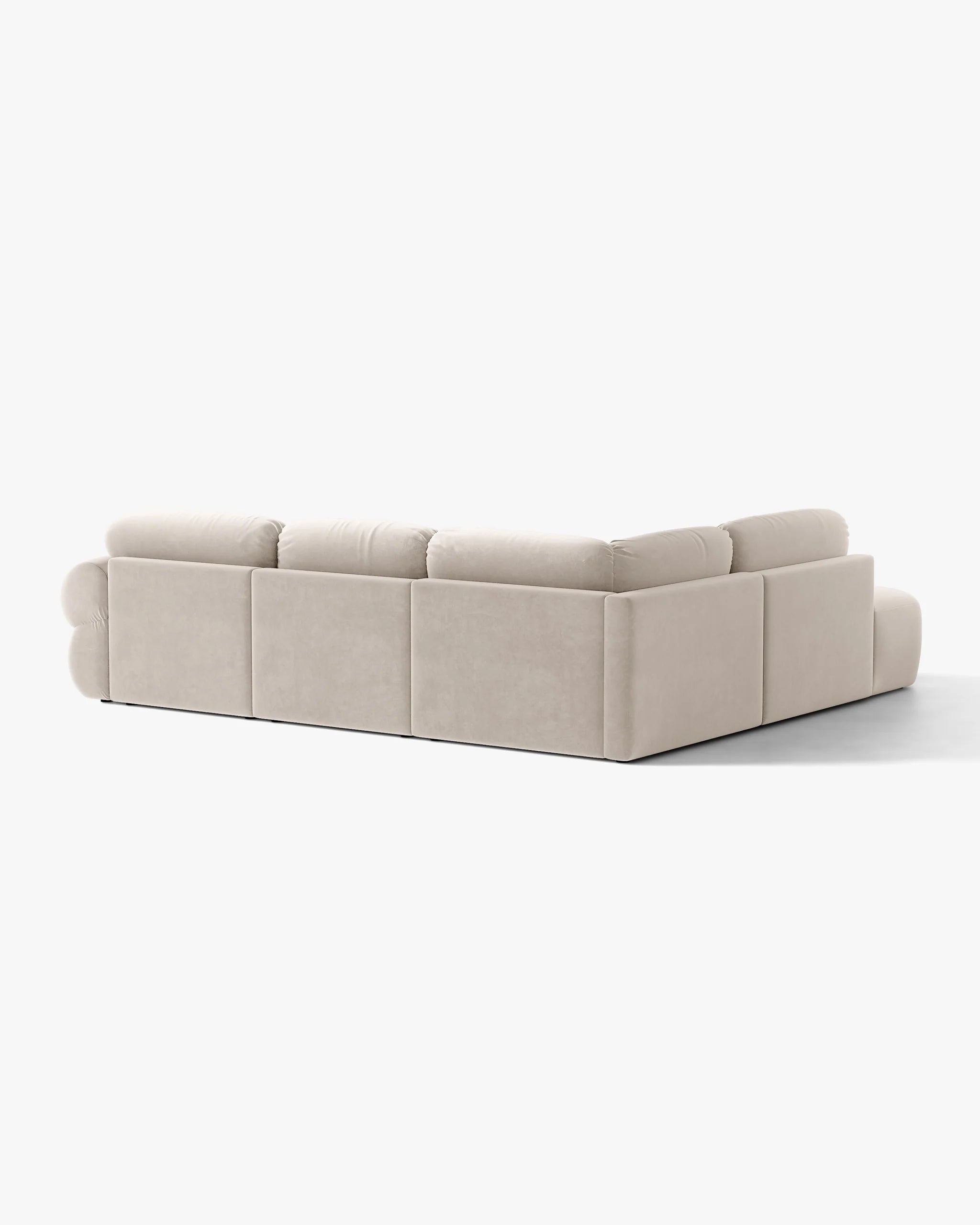 Velvet left-facing corner sofa OPHELIA in beige