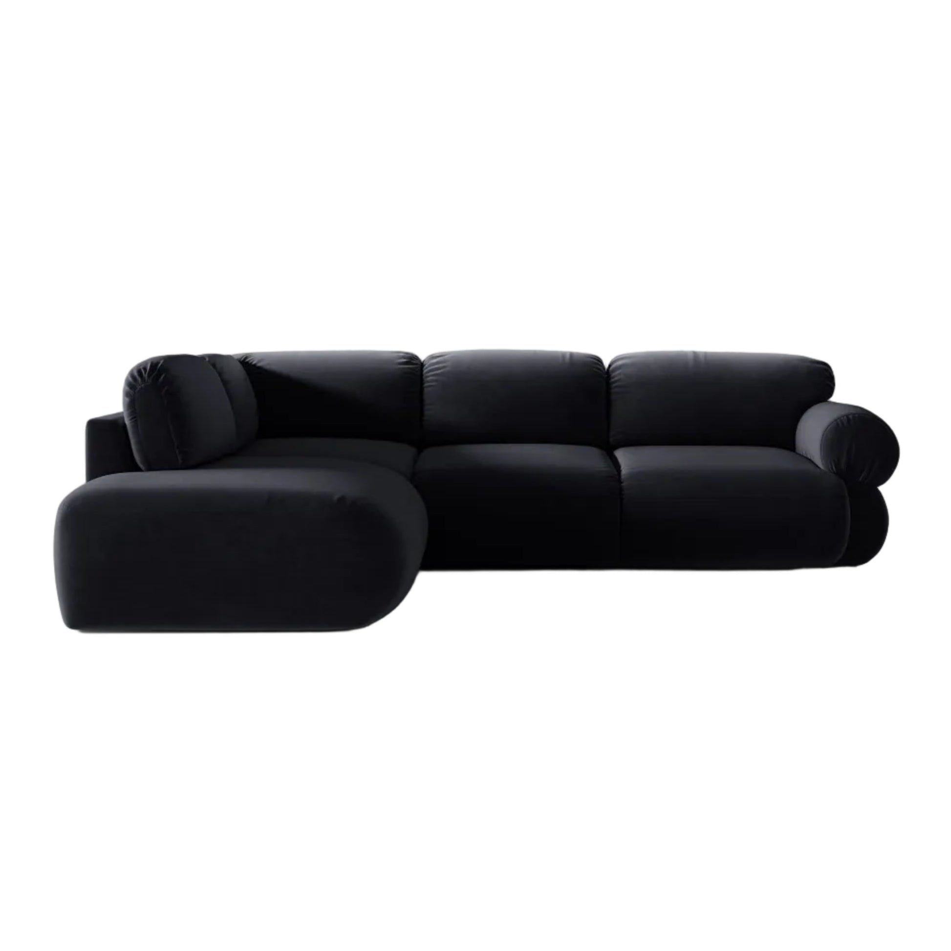 Left-facing velvet corner sofa OPHELIA royal blue