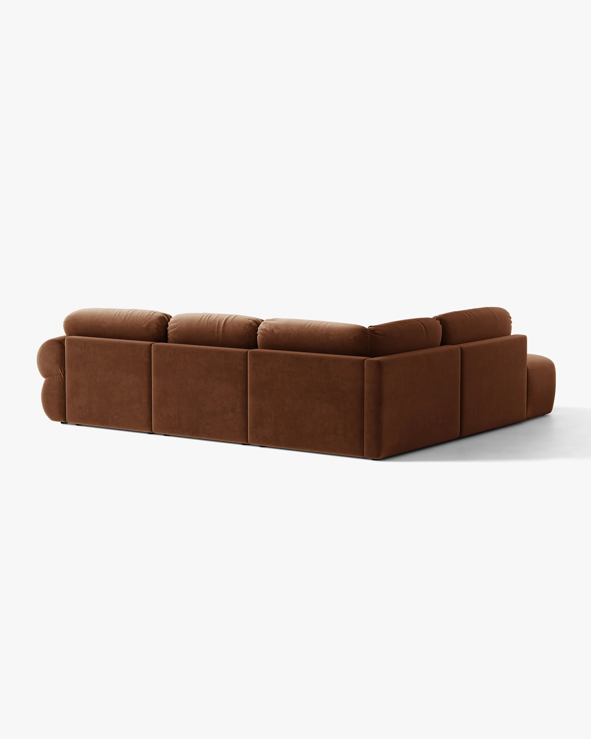 Velvet left-facing corner sofa OPHELIA in brown