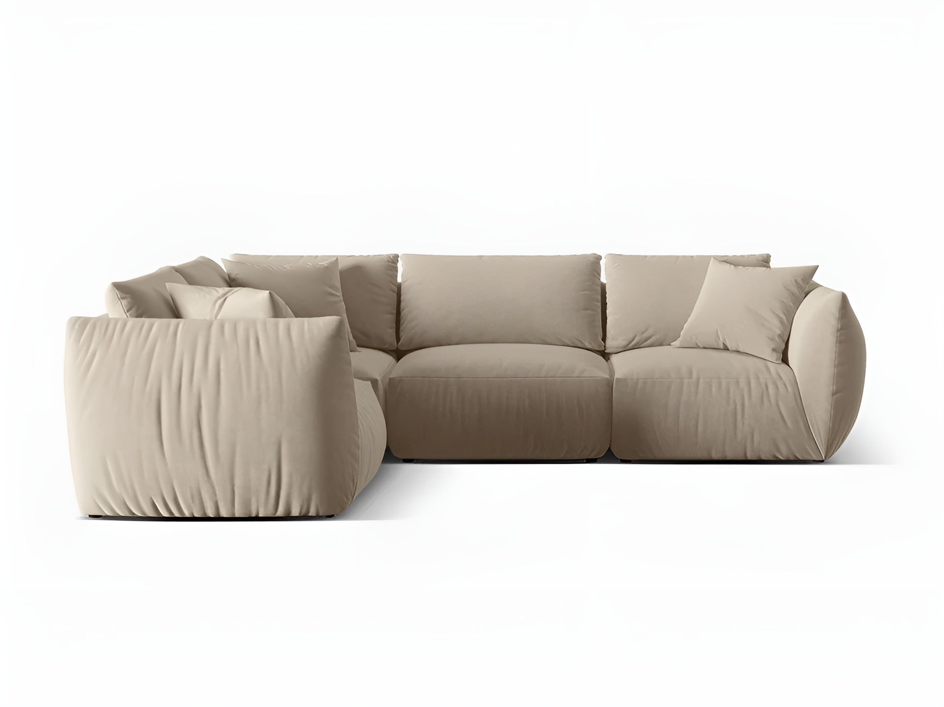 Samt-Ecksofa für 4 Personen links CHRIS ecru