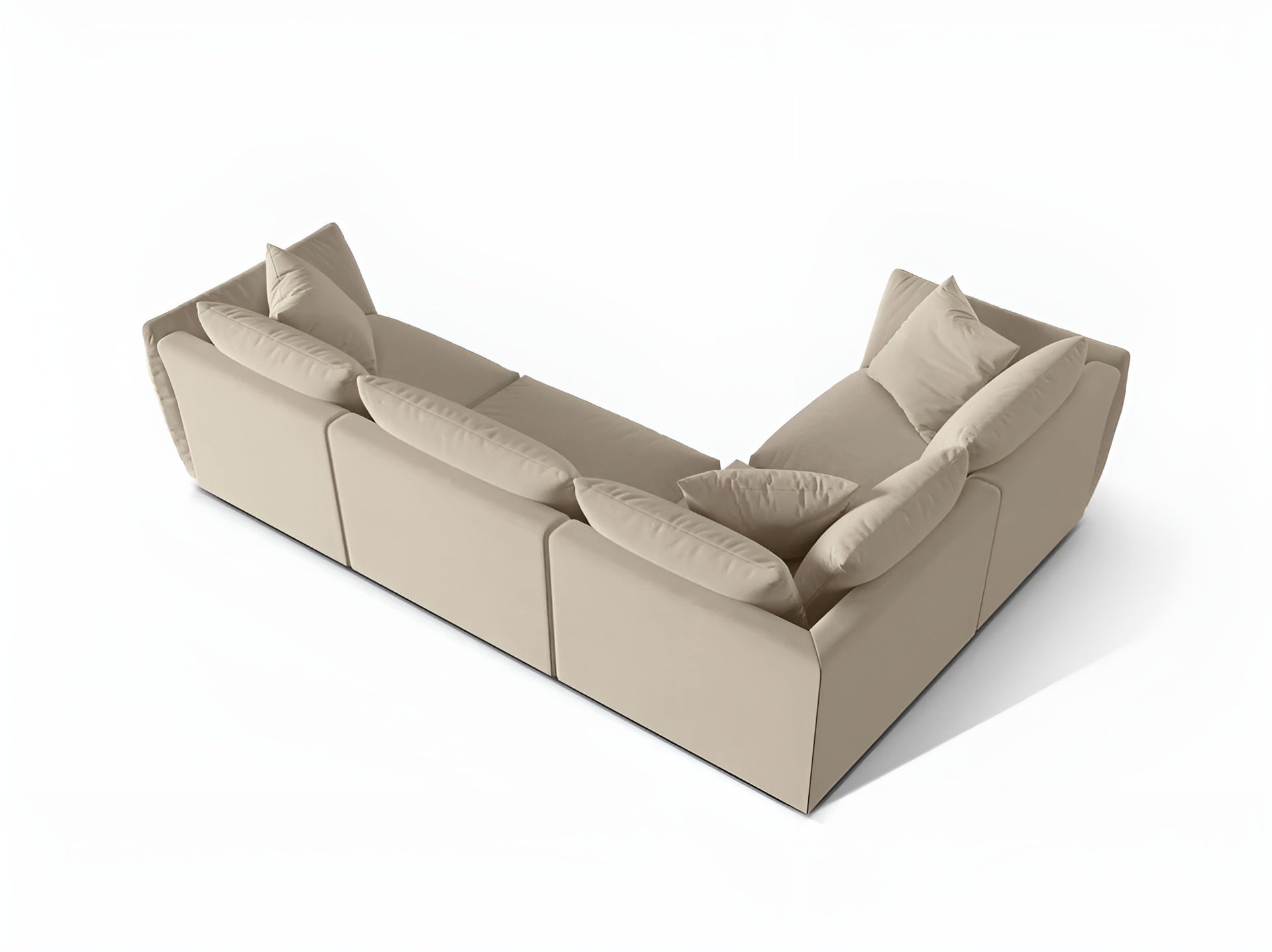 Samt-Ecksofa für 4 Personen links CHRIS ecru