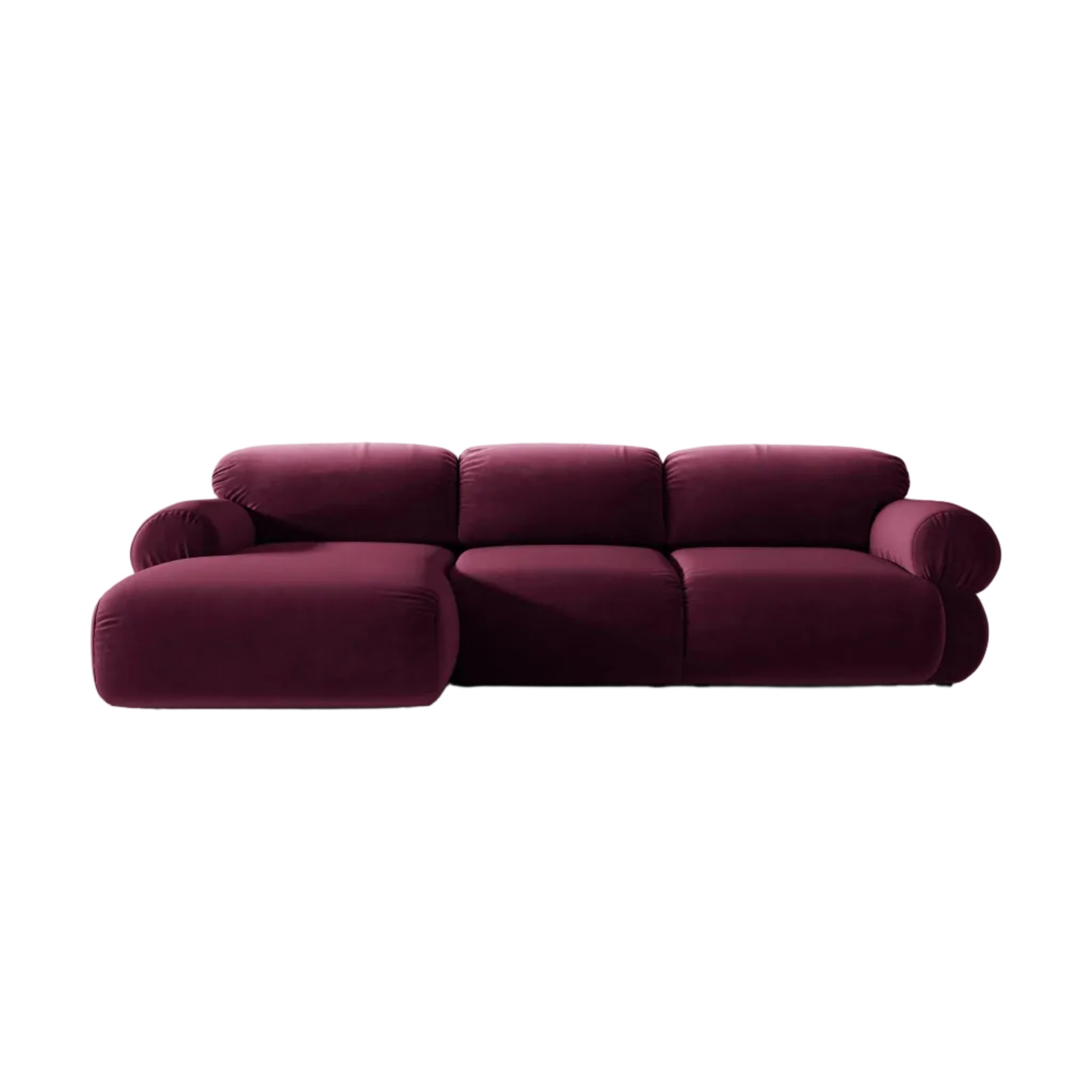 3-Seater Velvet Corner Sofa Left Side OPHELIA Burgundy