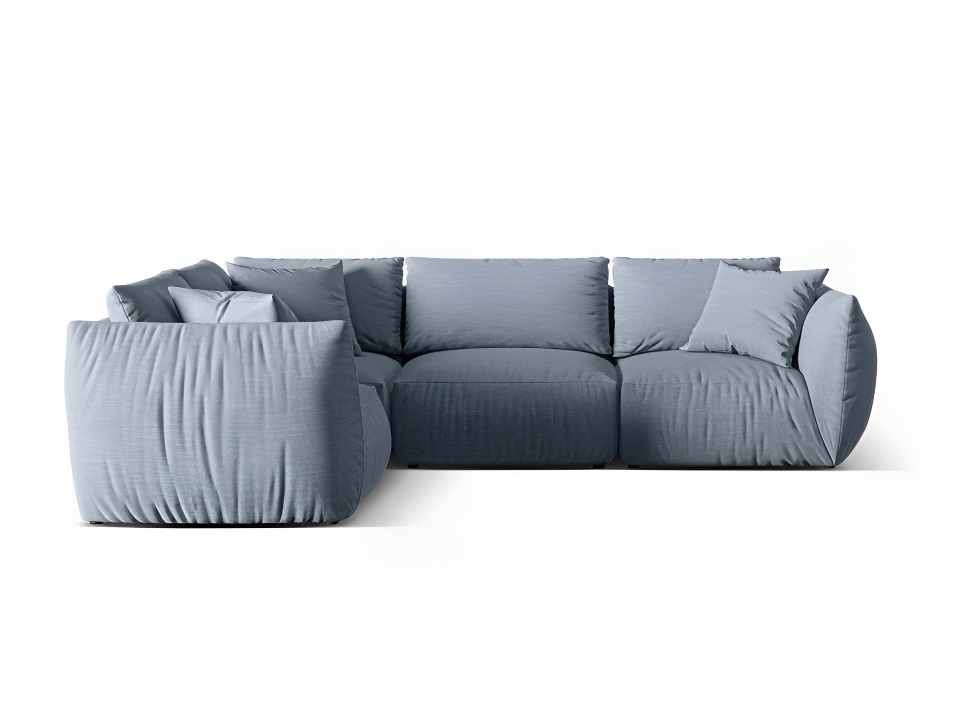 4-sitziges linksseitiges Ecksofa CHRIS in hellblauem Chenille