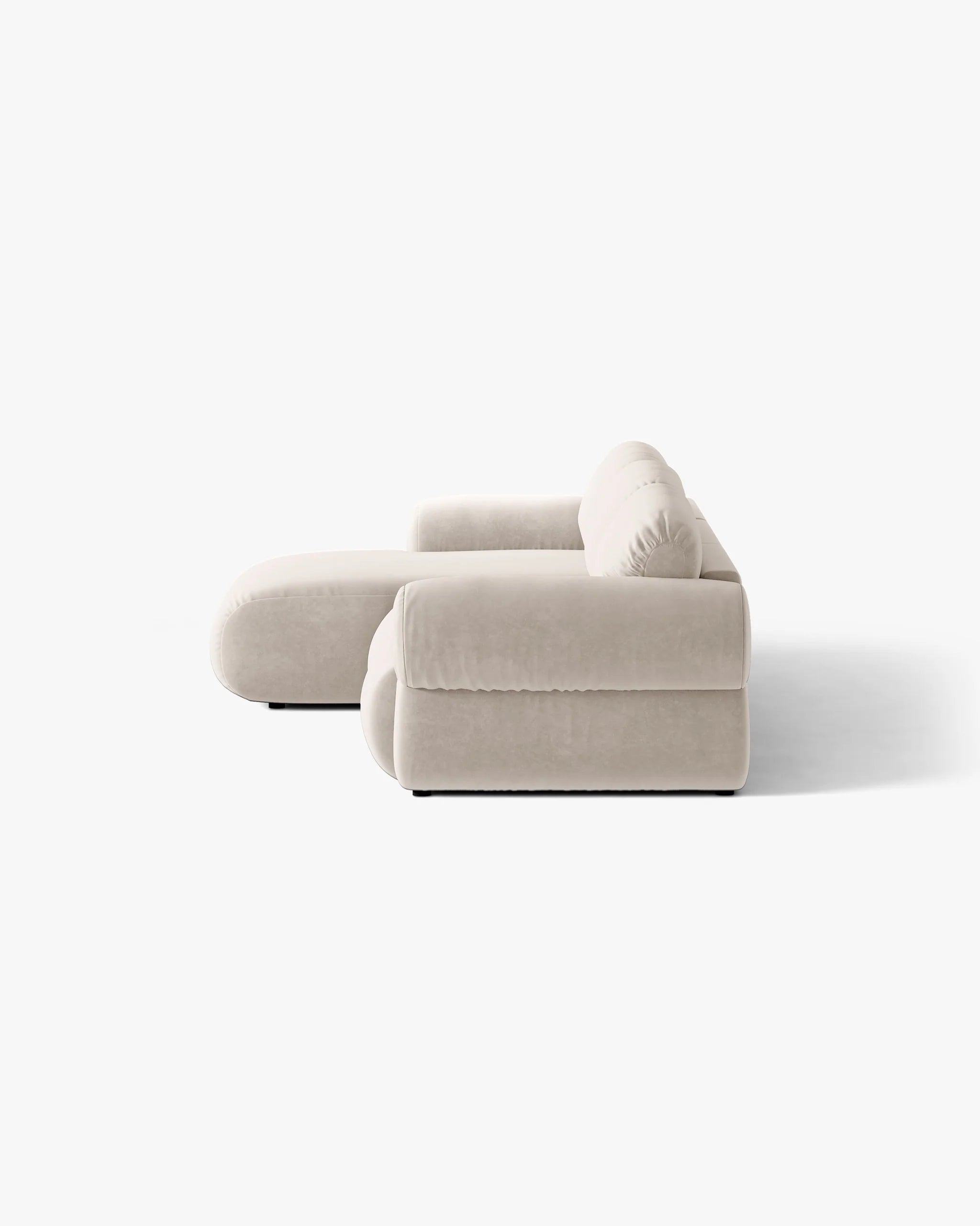 Beige Left-Facing Velvet 3-Seater Sofa OPHELIA