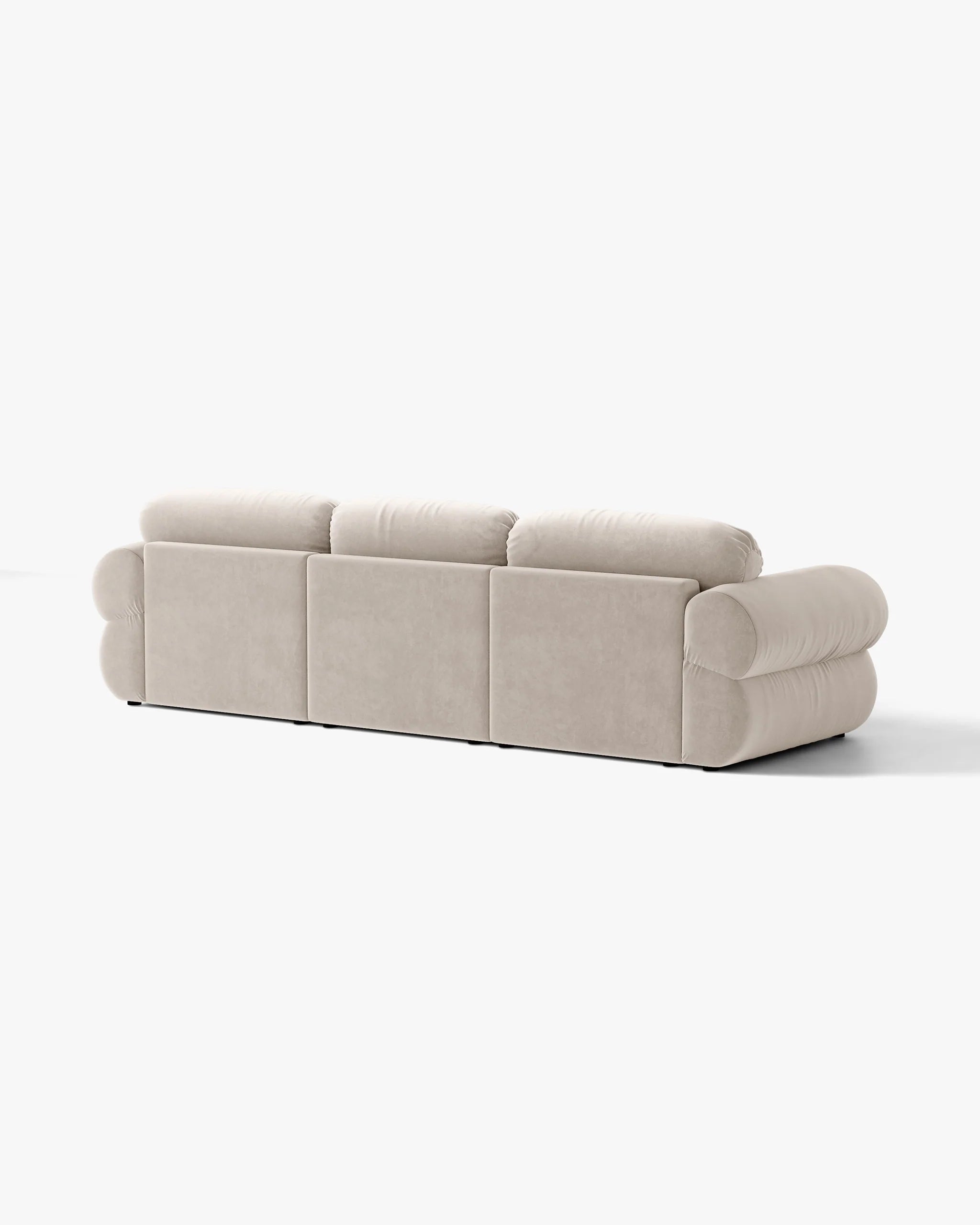 Beige Left-Facing Velvet 3-Seater Sofa OPHELIA