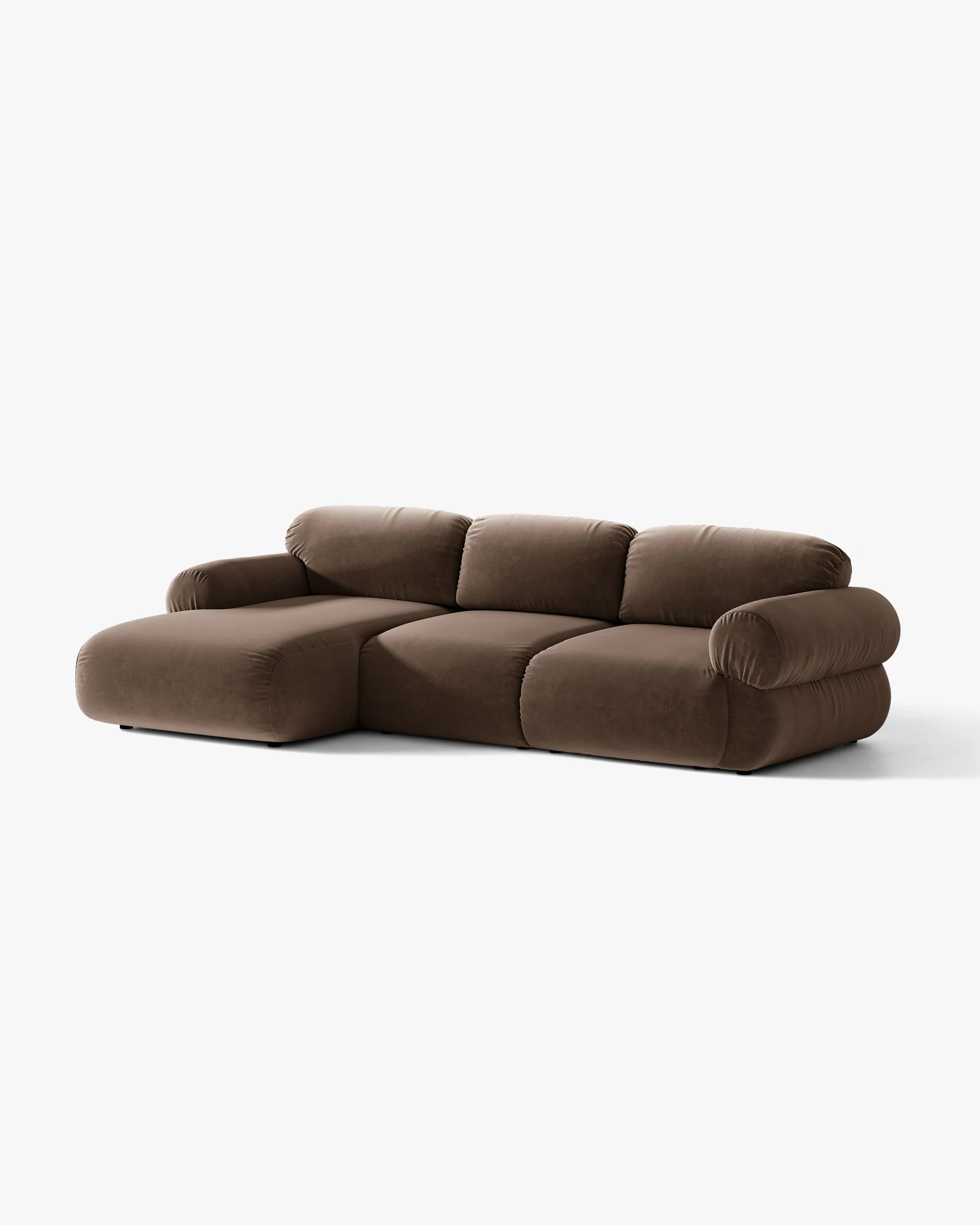 3-Seater Velvet Corner Sofa OPHELIA Left-Handed Chocolate