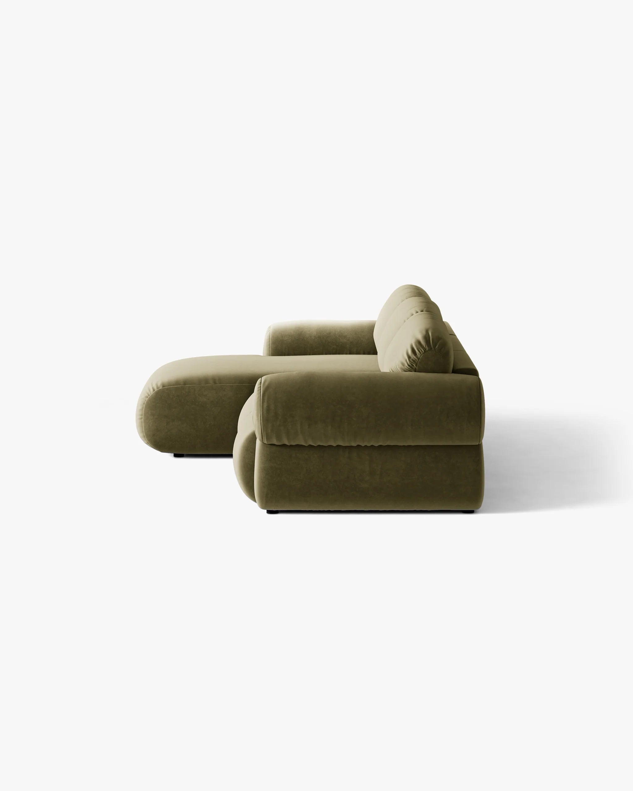 3-Seater Velvet Left-Arm Sofa OPHELIA in Olive Green