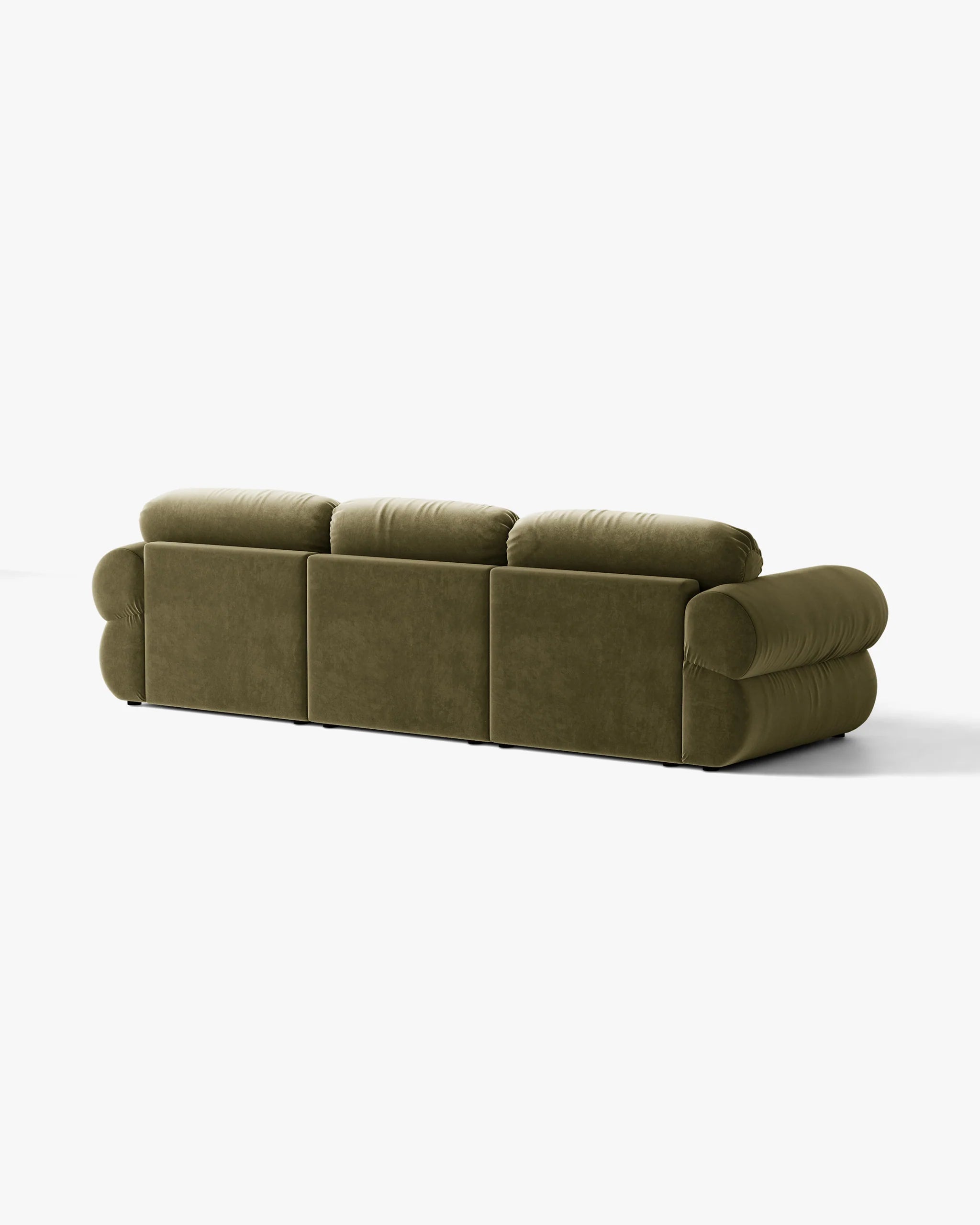 3-Seater Velvet Left-Arm Sofa OPHELIA in Olive Green