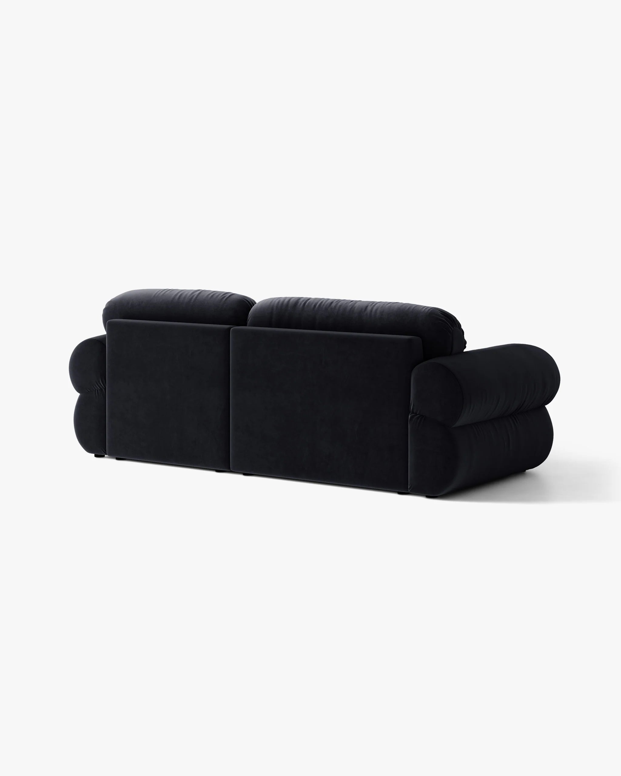 Left-facing velvet 2-seater corner sofa OPHELIA in royal blue