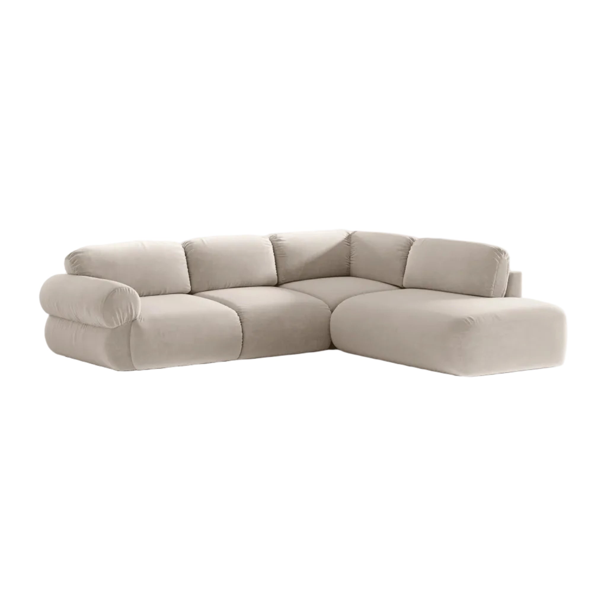 Right-facing velvet corner sofa OPHELIA beige