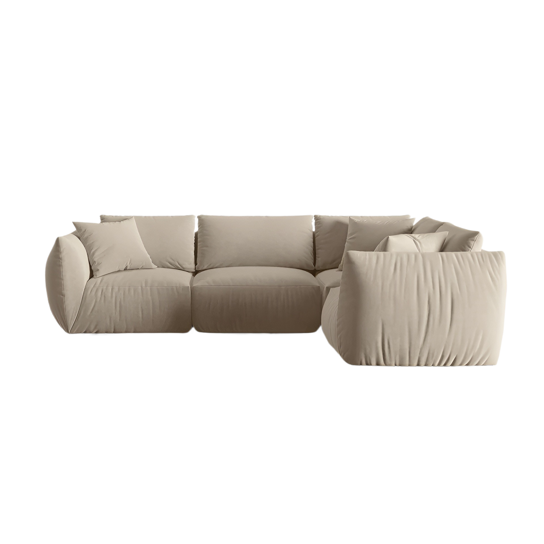 Samt-Ecksofa für 4 Personen rechts CHRIS ecru