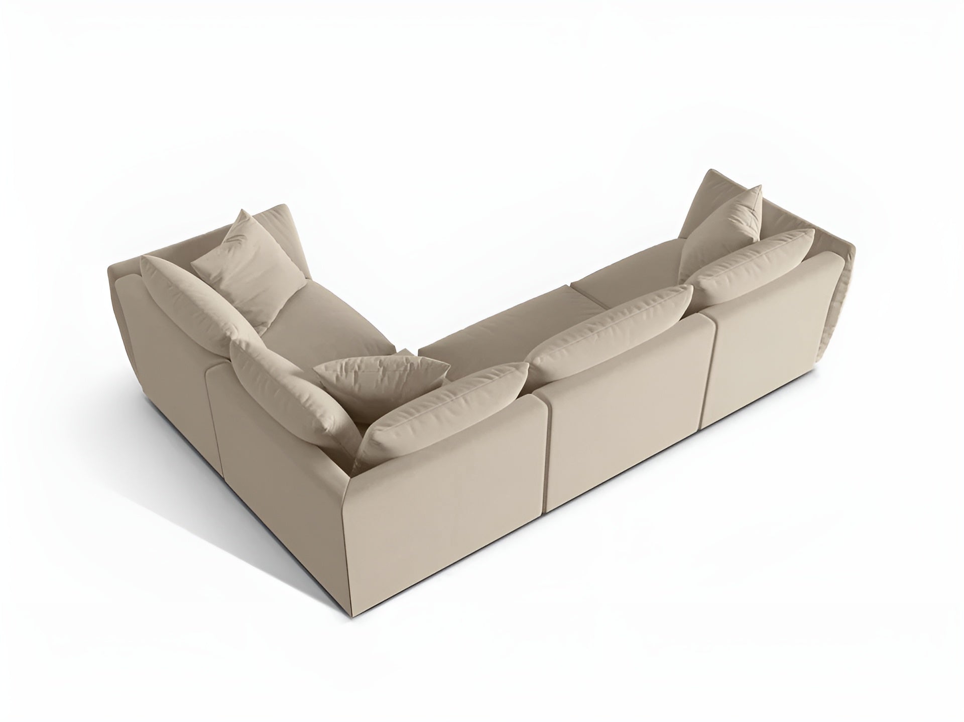 Samt-Ecksofa für 4 Personen rechts CHRIS ecru