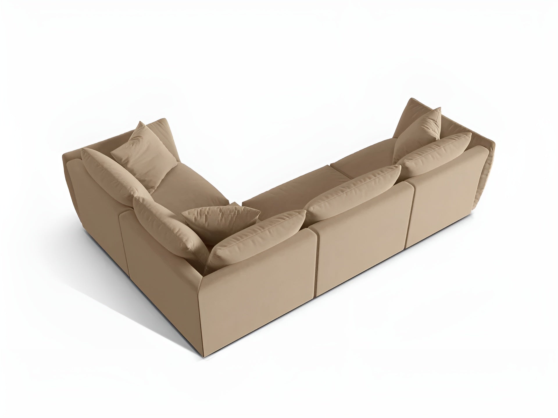 Velvet corner sofa for 4 people right-facing CHRIS sand