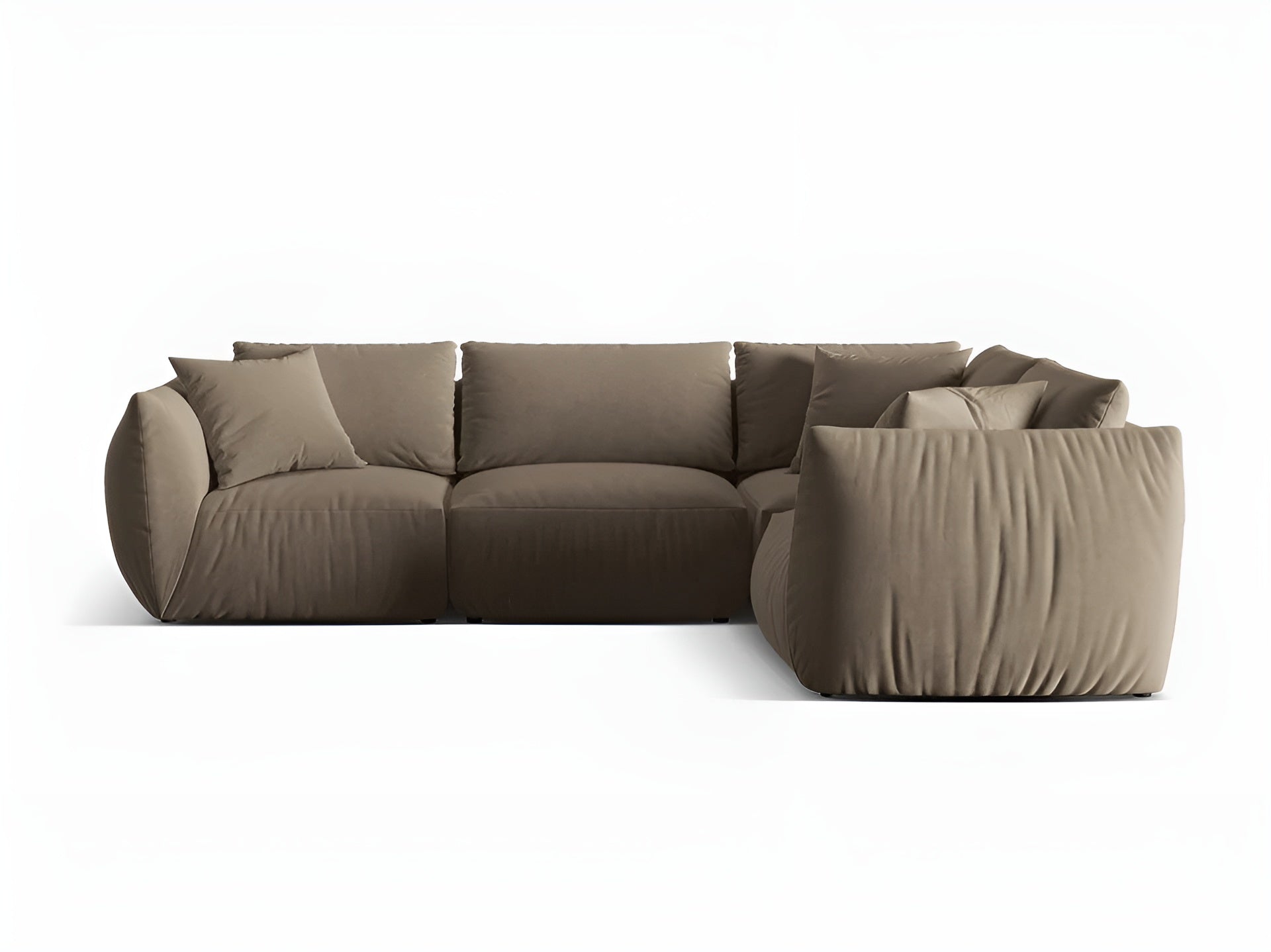 Velvet corner sofa for 4 people right-facing CHRIS light brown