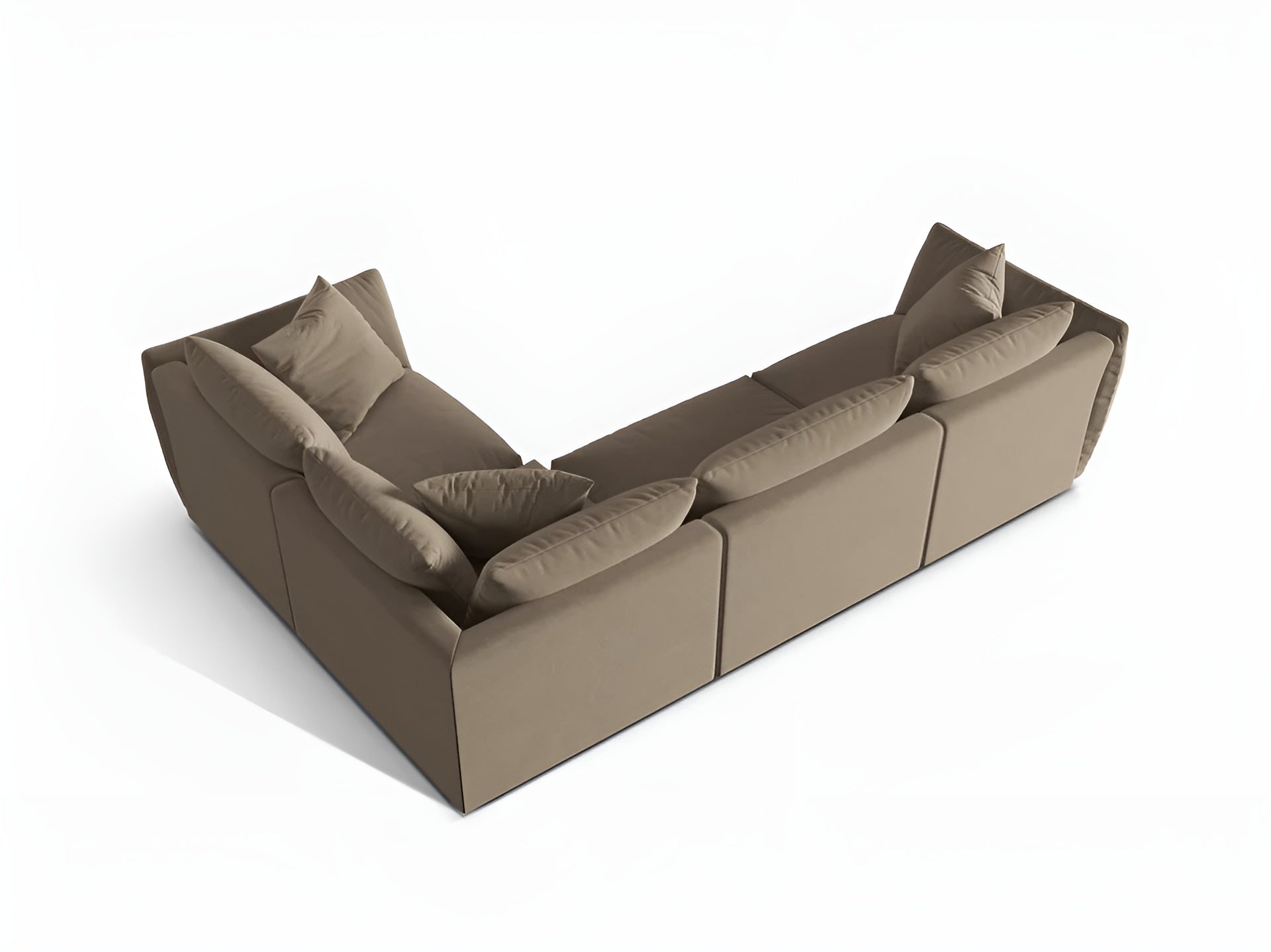 Velvet corner sofa for 4 people right-facing CHRIS light brown