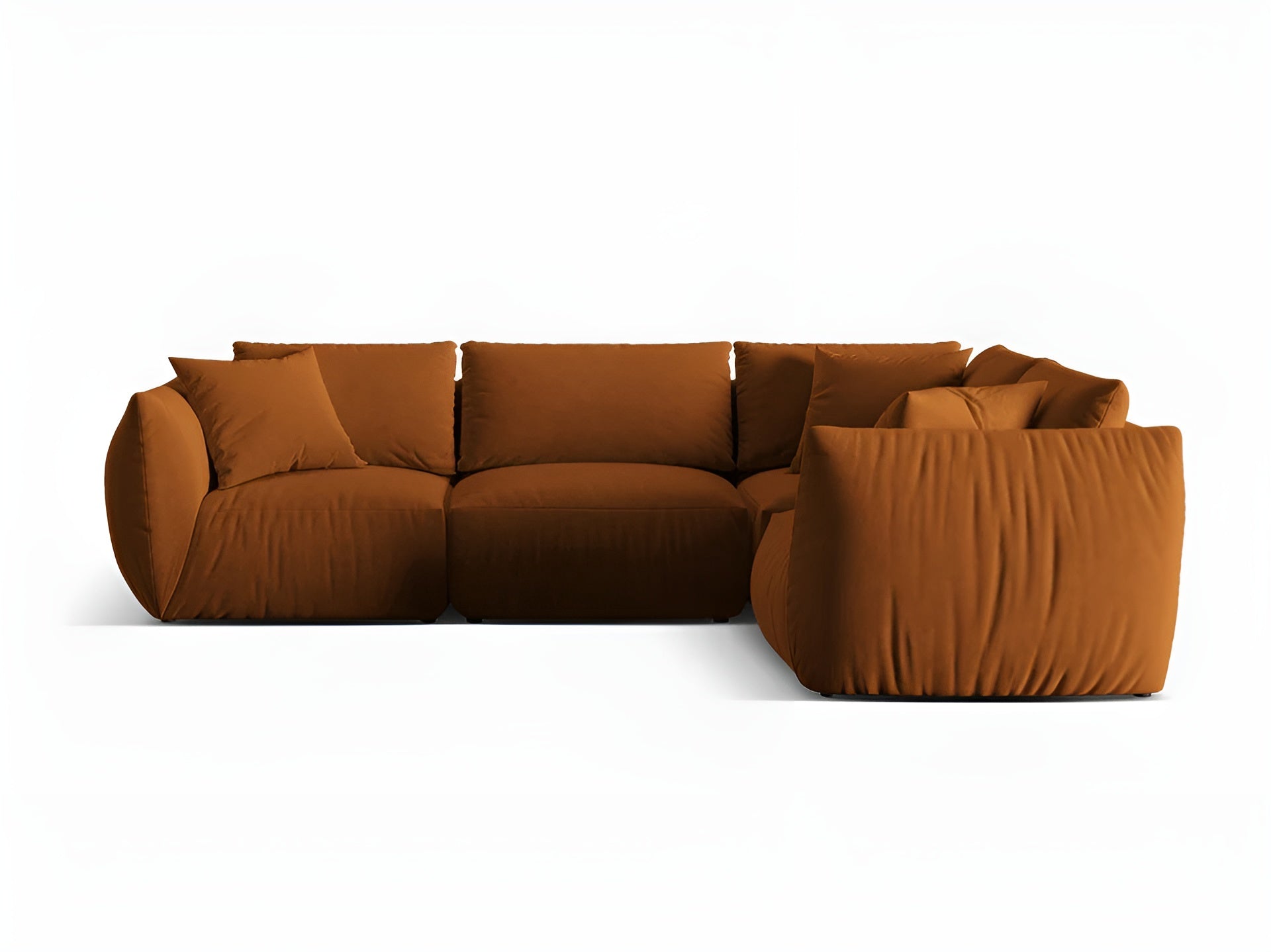 Velvet corner sofa for 4 people right-sided CHRIS terracotta