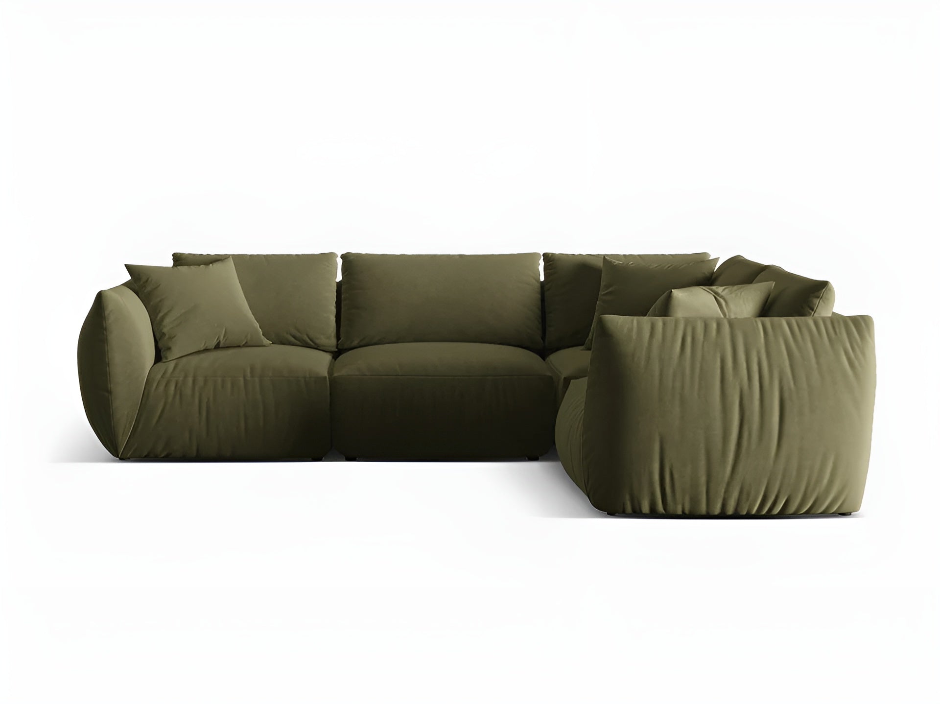 Velvet corner sofa for 4 people right-facing CHRIS light green